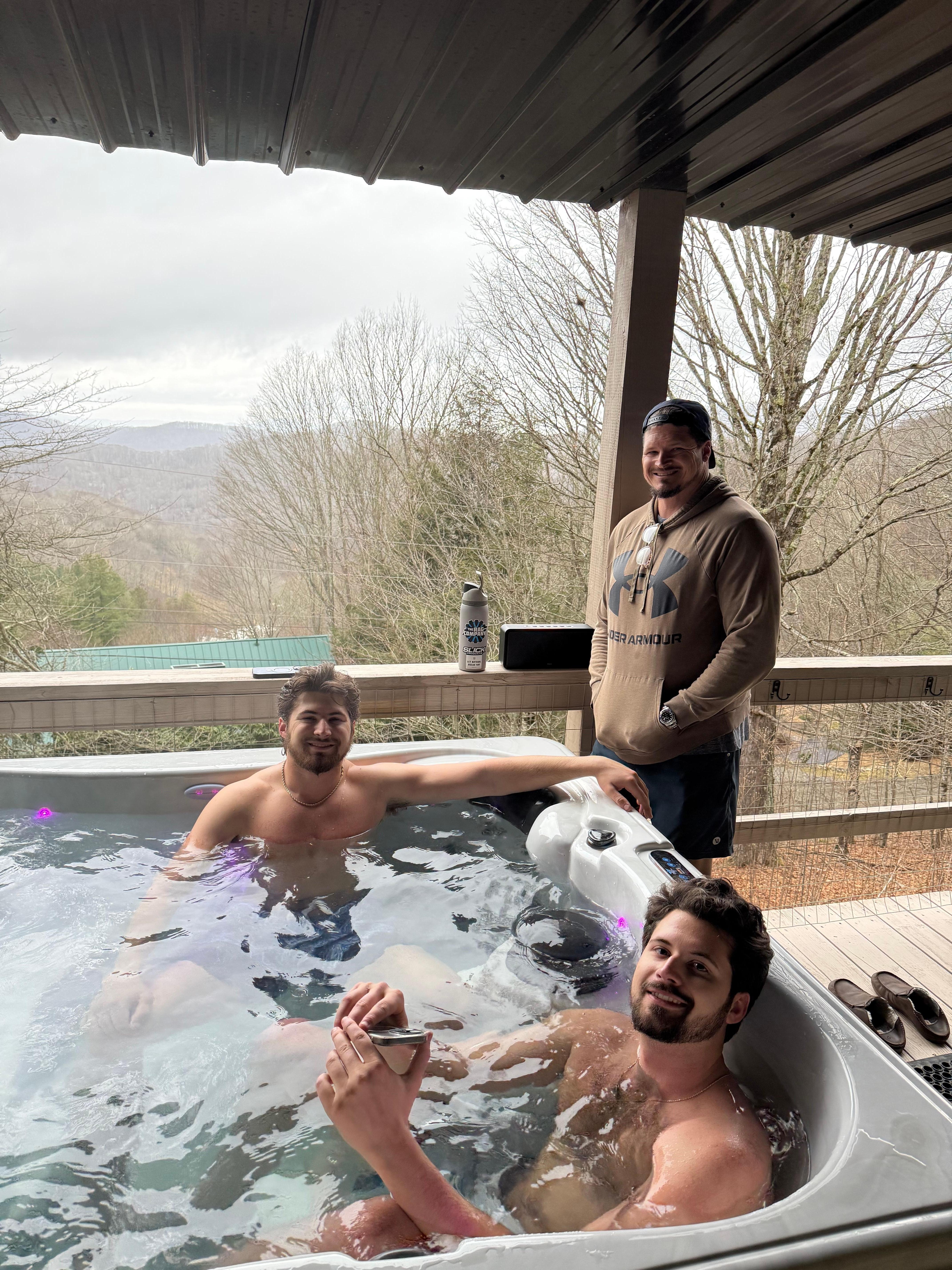 Enjoying the Hot tub