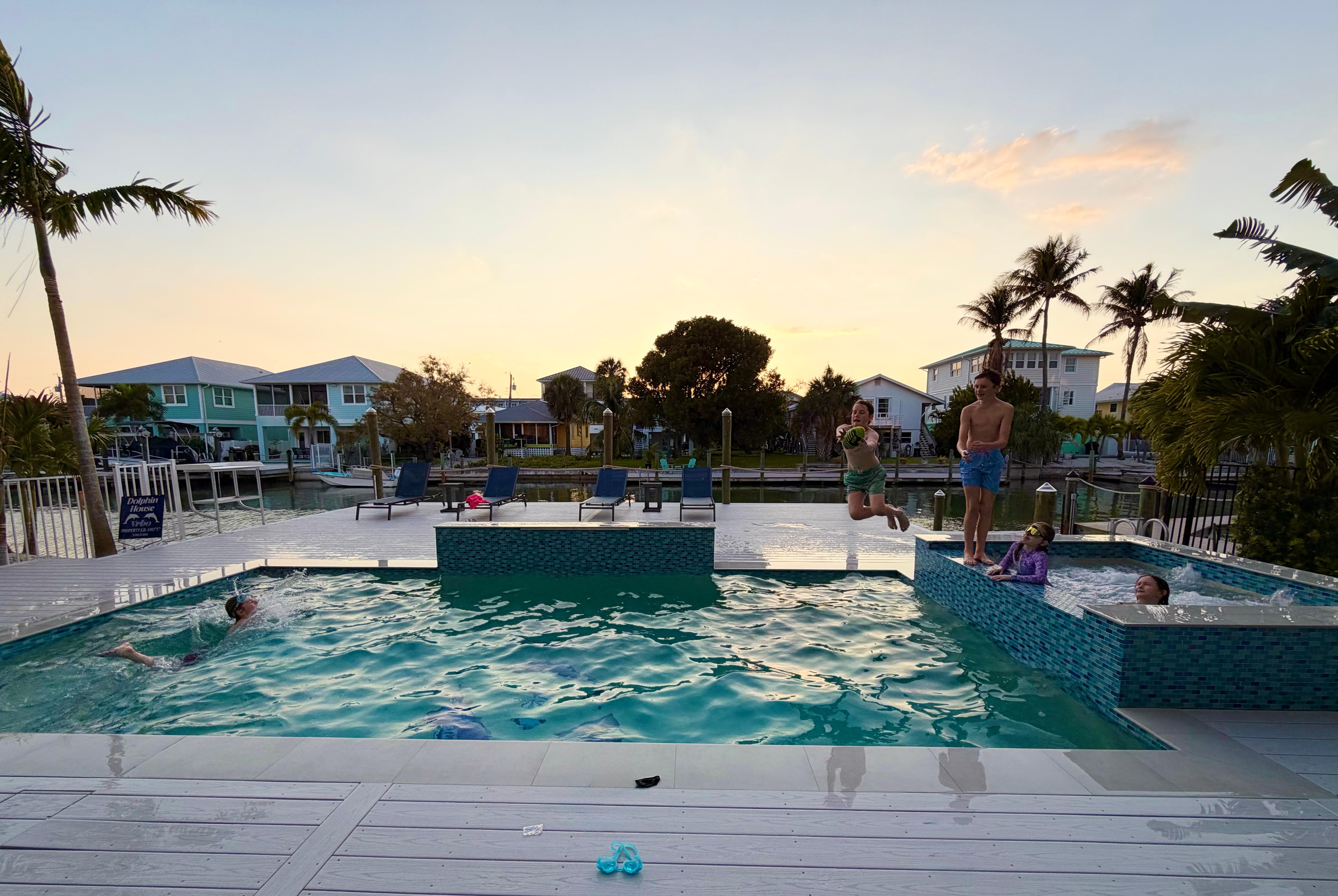 Kids loved the tiered hot tub to jump into the pool!