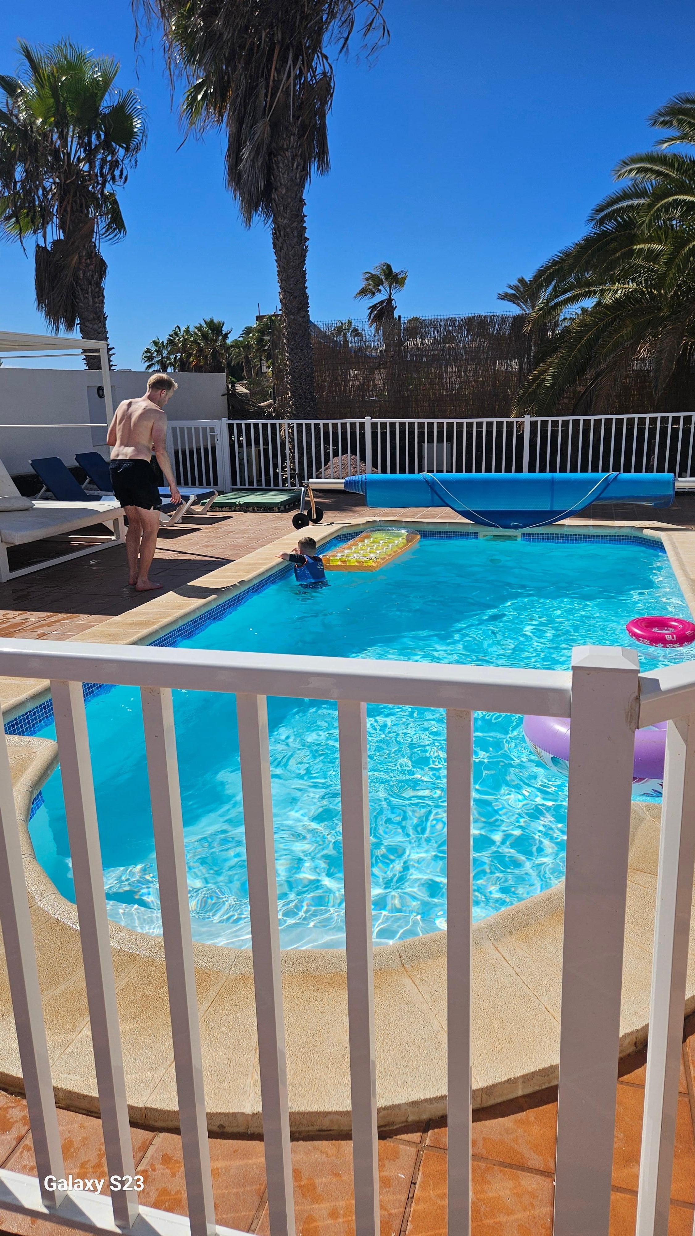 Lovely clean and warm pool. Ideal for small children with gate enclosure. 