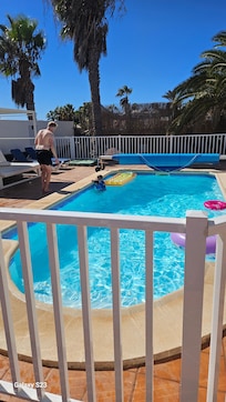 Lovely clean and warm pool. Ideal for small children with gate enclosure.