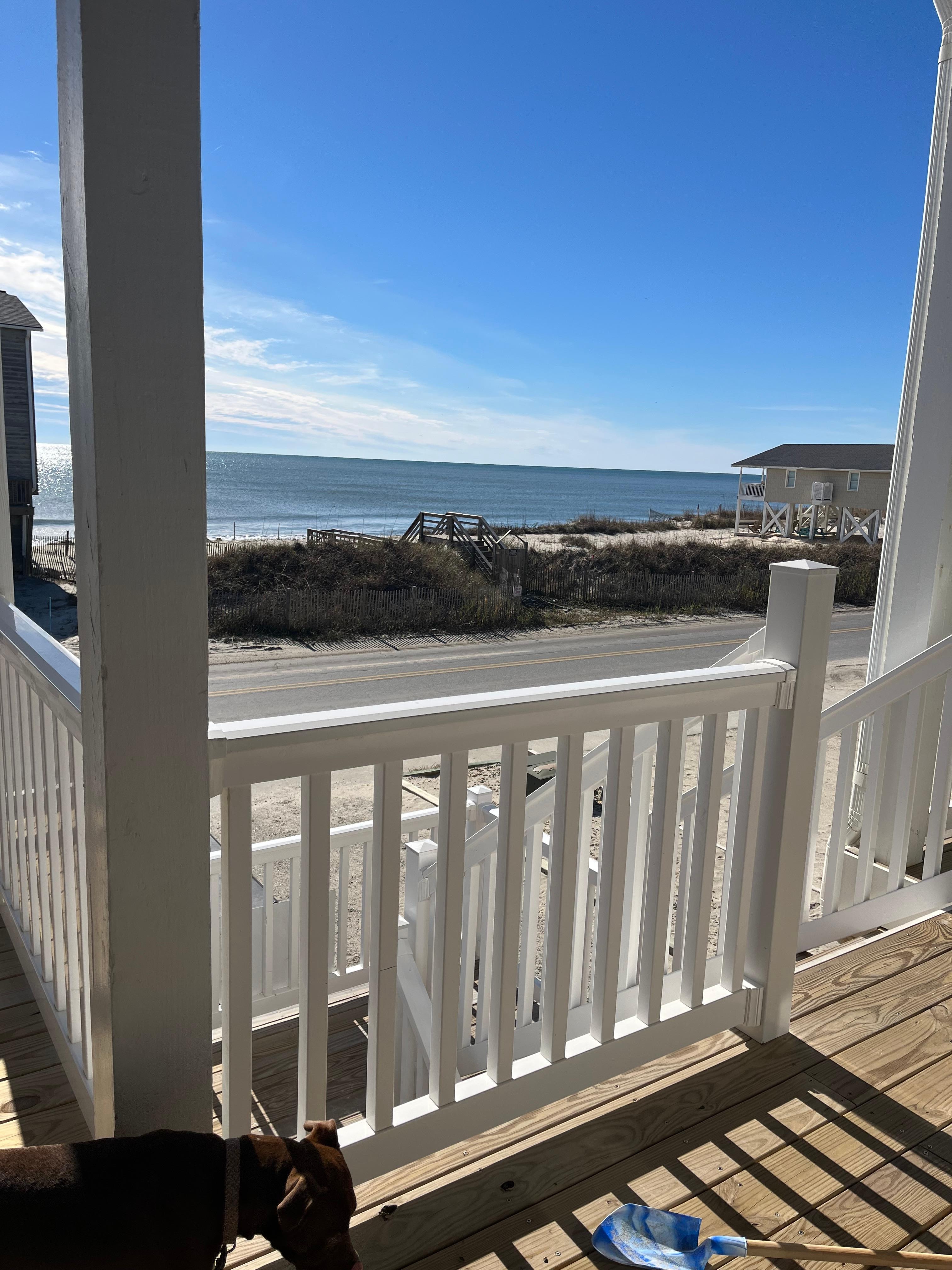 View from front porch that had many comfortable chairs.  