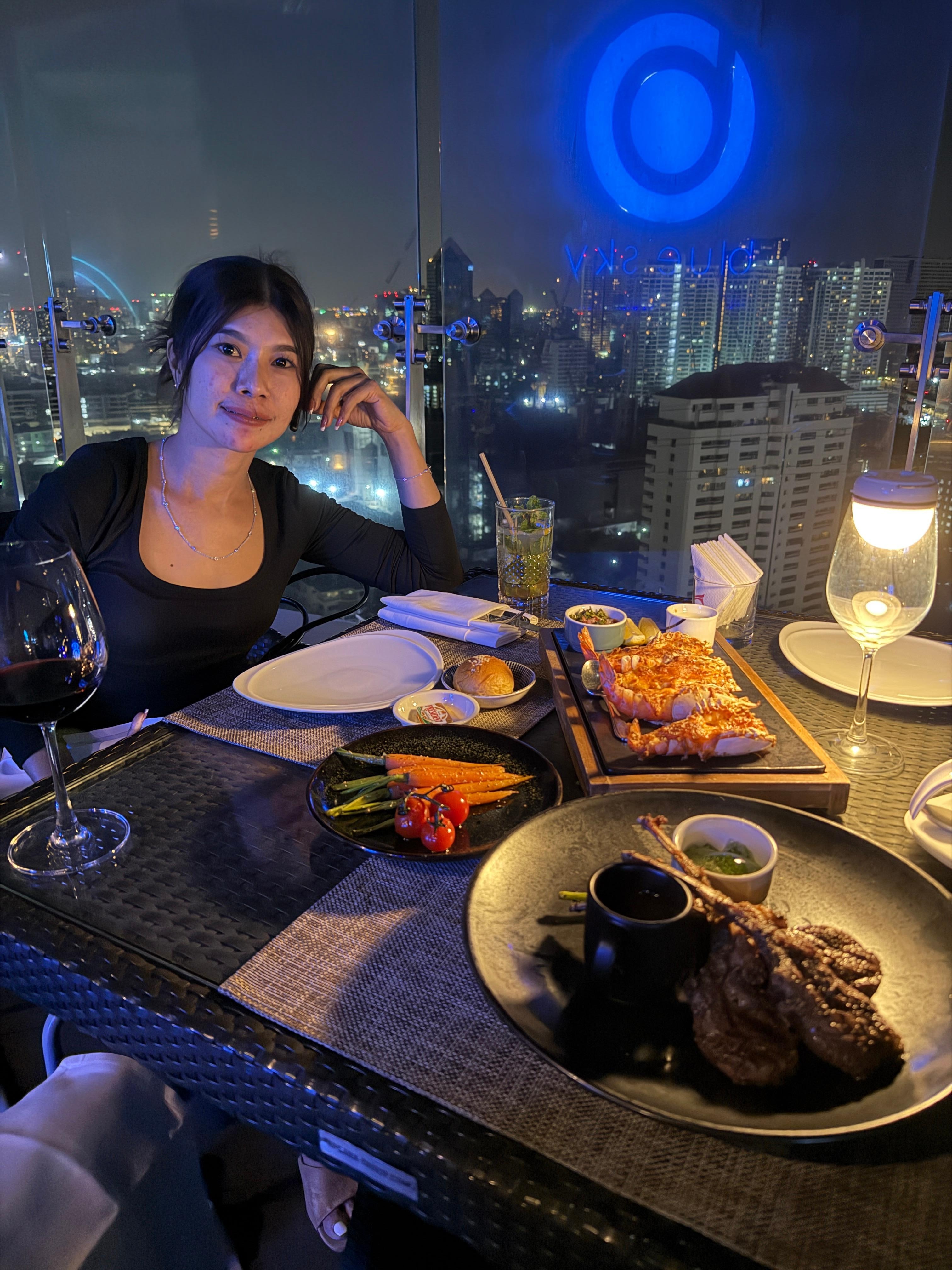 Blue Sky roof top restaurant  is a great date night spot