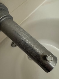 this was the faucet I scraped on it to make sure that it wasn’t a pattern, but no, it was definitely soap scum that scraped off