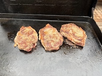 Ribeyes on the flattop griddle