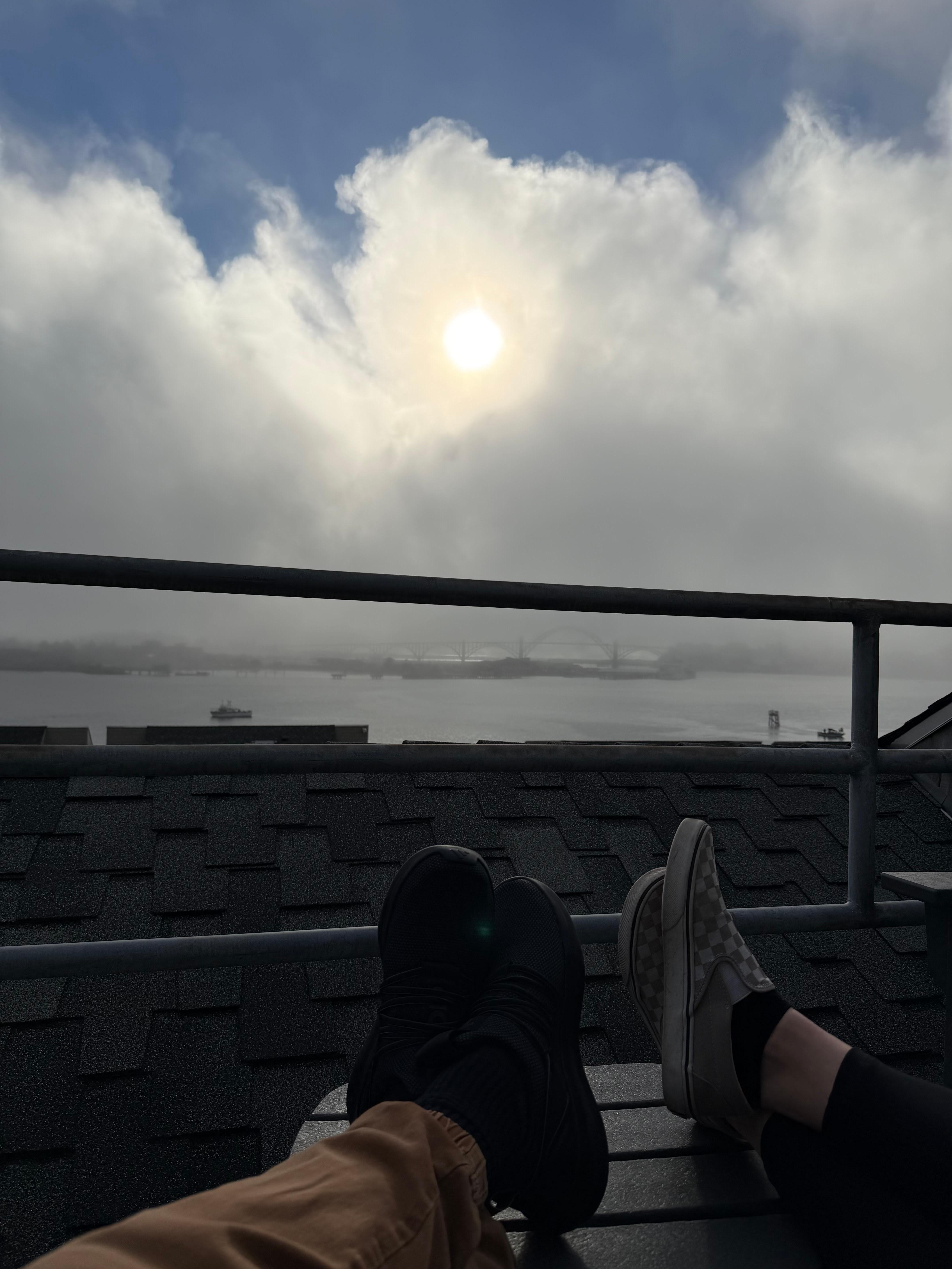 Sitting on the balcony 