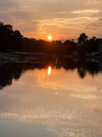Sunset as viewed from the Old Mill Inn deck, which is directly adjacent to the water. Beautiful!