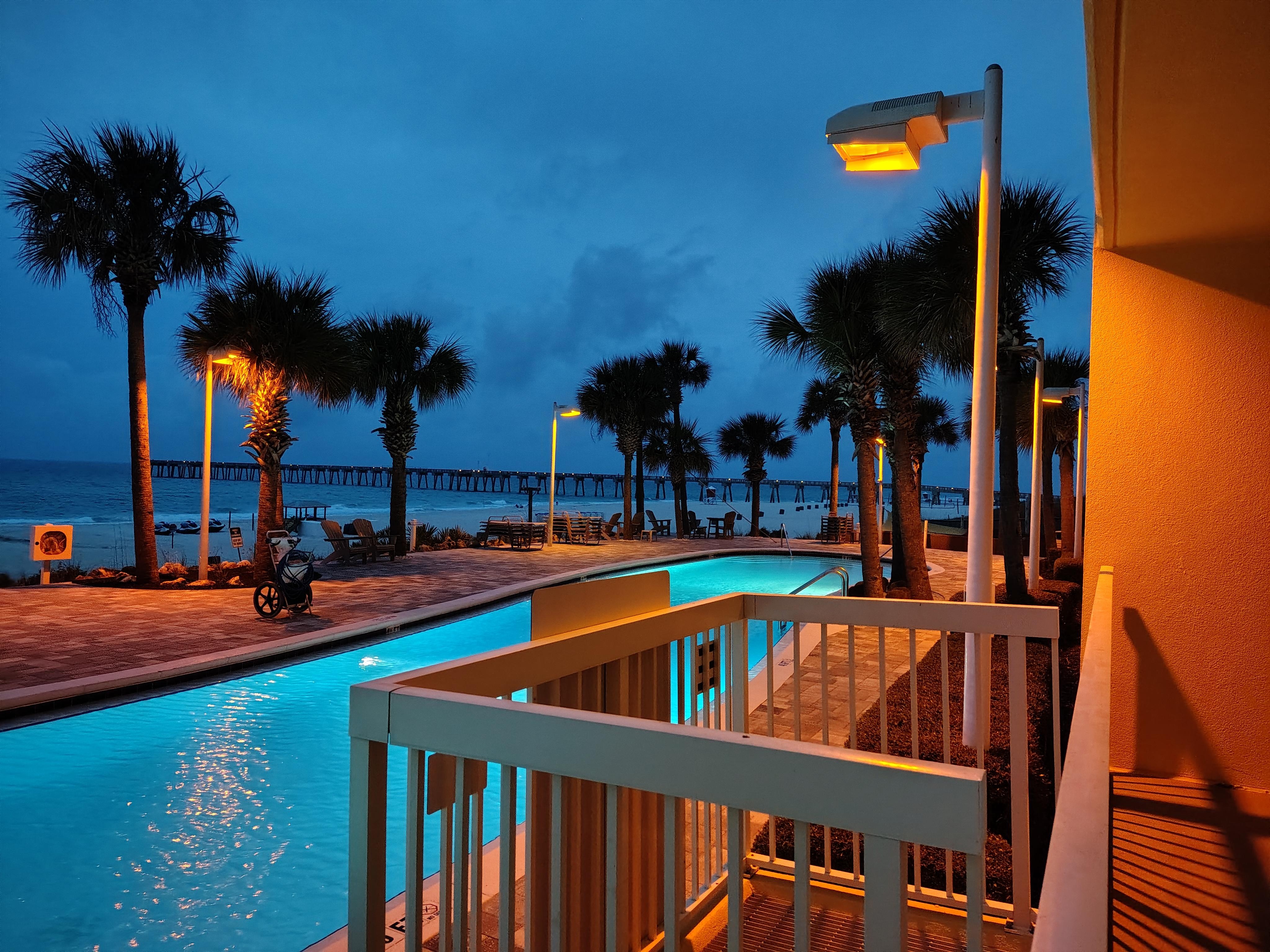 View from bedroom balcony . 
