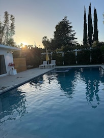 Poolside at sunset