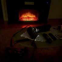 Electric fireplace.