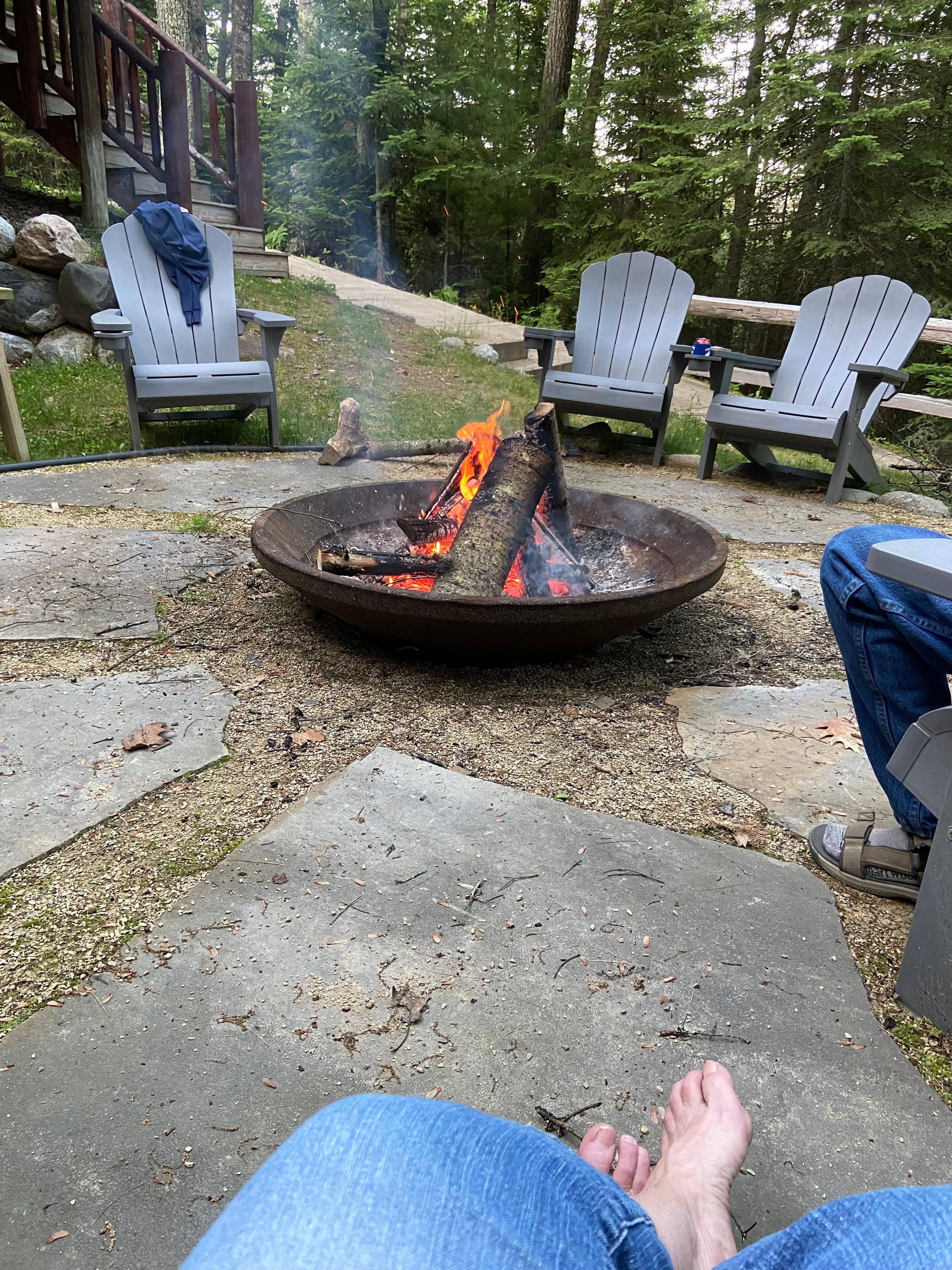 Relaxing by the fire