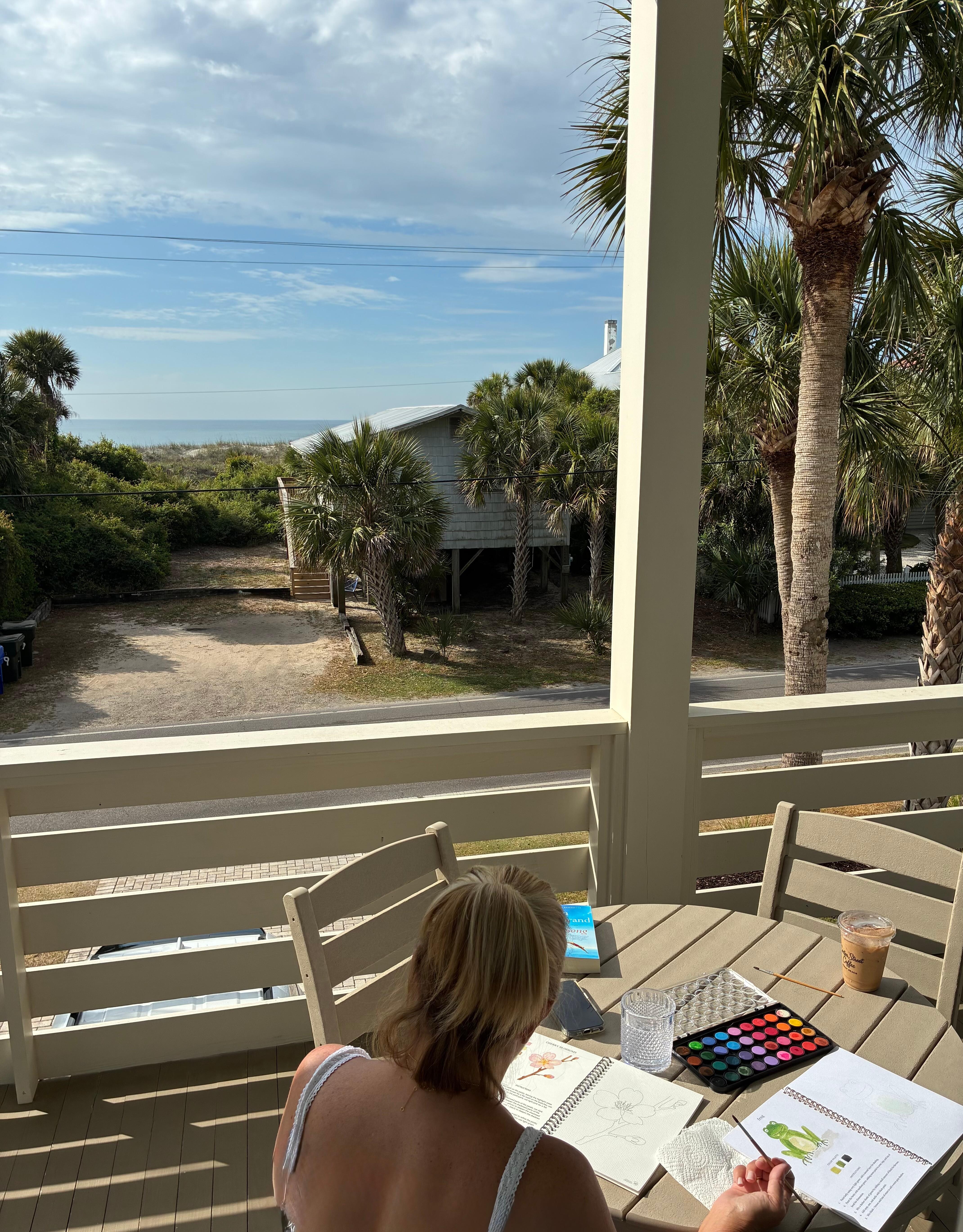We did enjoy painting with watercolors and drinking our morning coffee on the front porch 