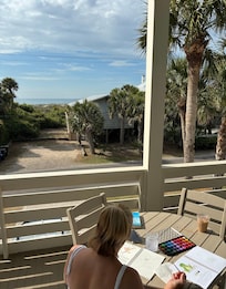We did enjoy painting with watercolors and drinking our morning coffee on the front porch