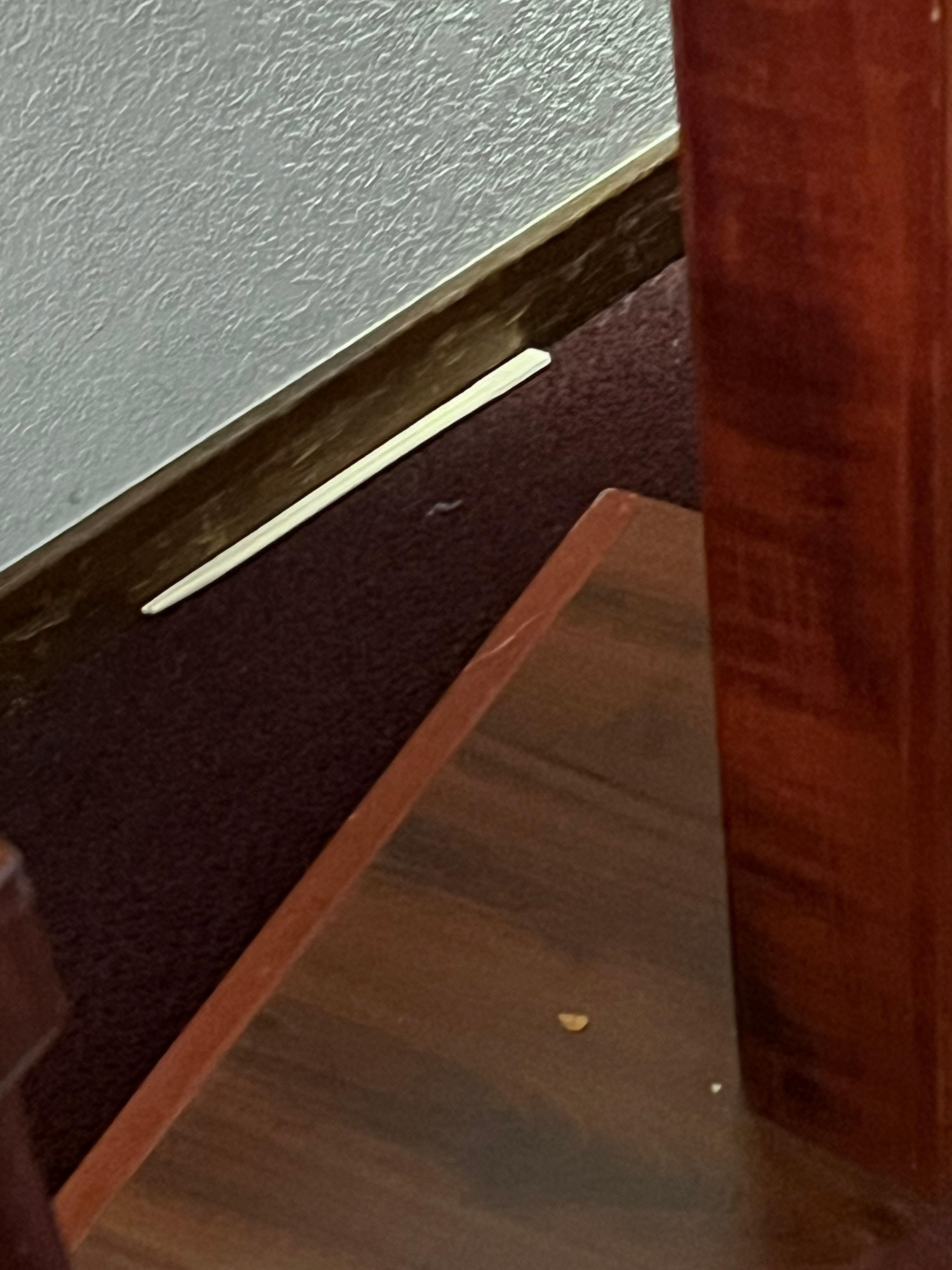 A set of unused chop sticks along side the base board. Not ours. 