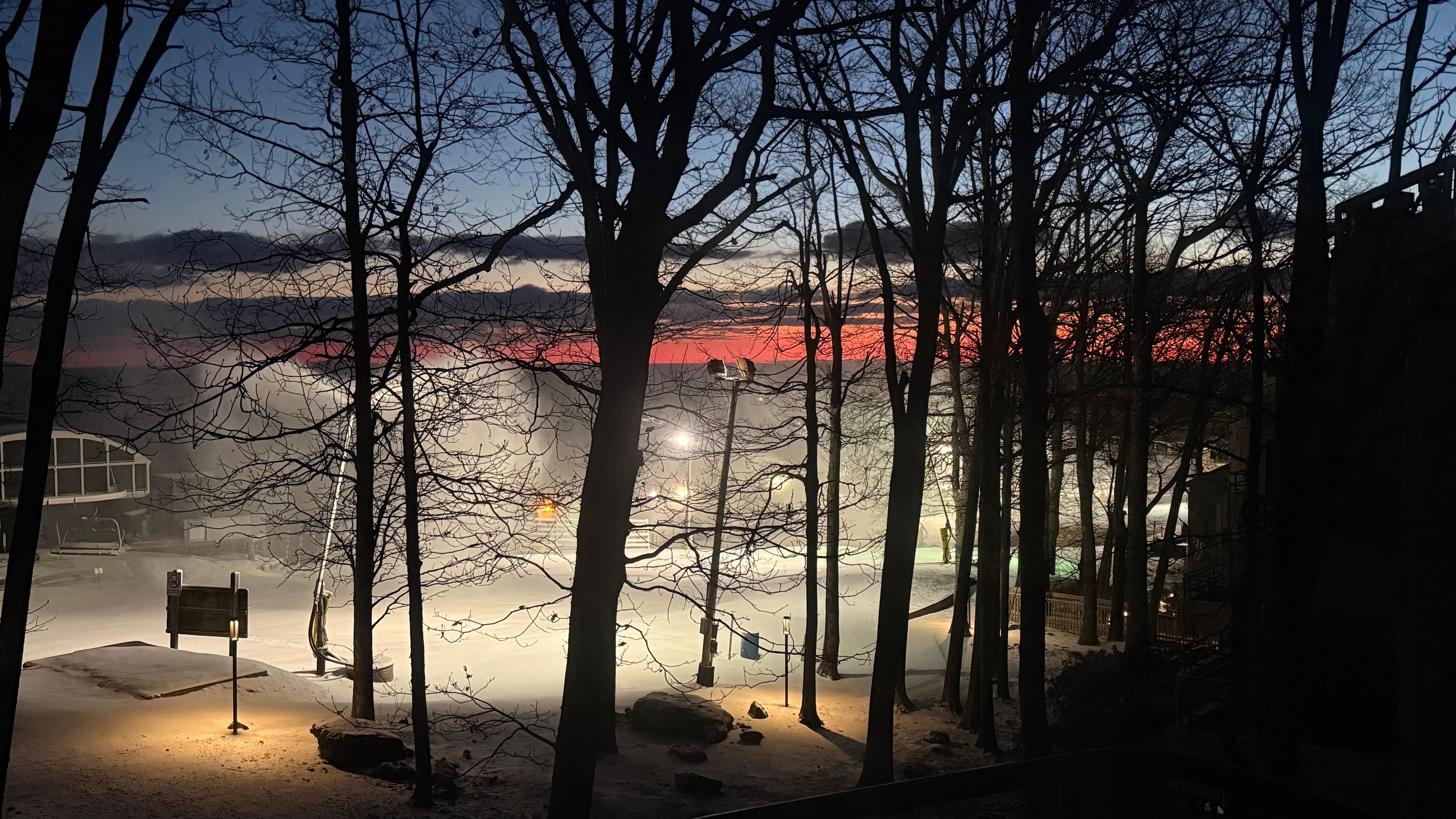 The view from the master bedroom.
(Sunrise and Snow Machines active) 