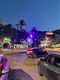 View into street from hotel