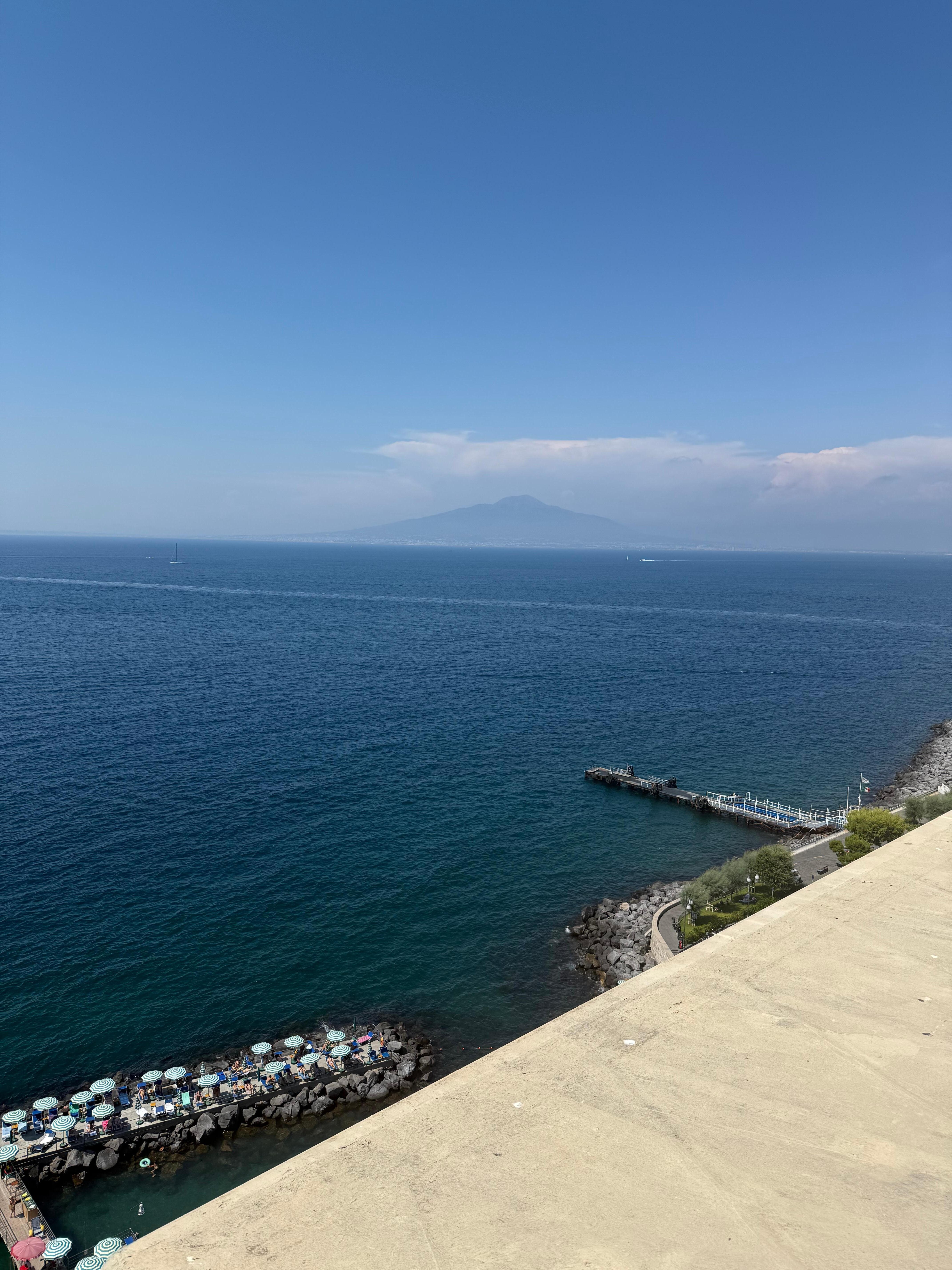 Look closely, you can see Mount Vesuvius in the backdrop.  This is the view from our pretty little patio in the back.

