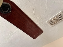 When you turn the fan on, the debris from the fan fell on the bed and lal around the room.