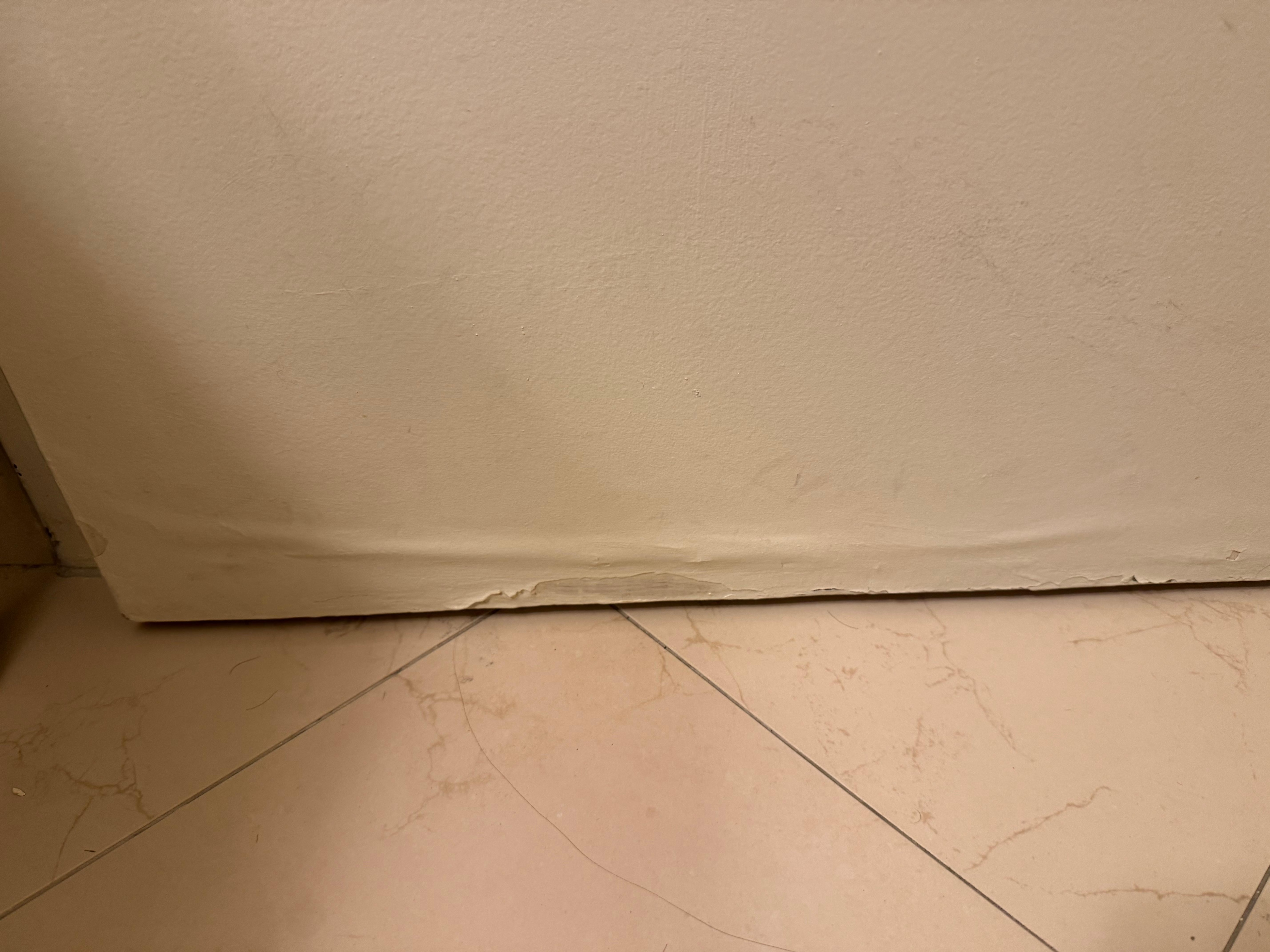 Clearly water damage on the door painted over