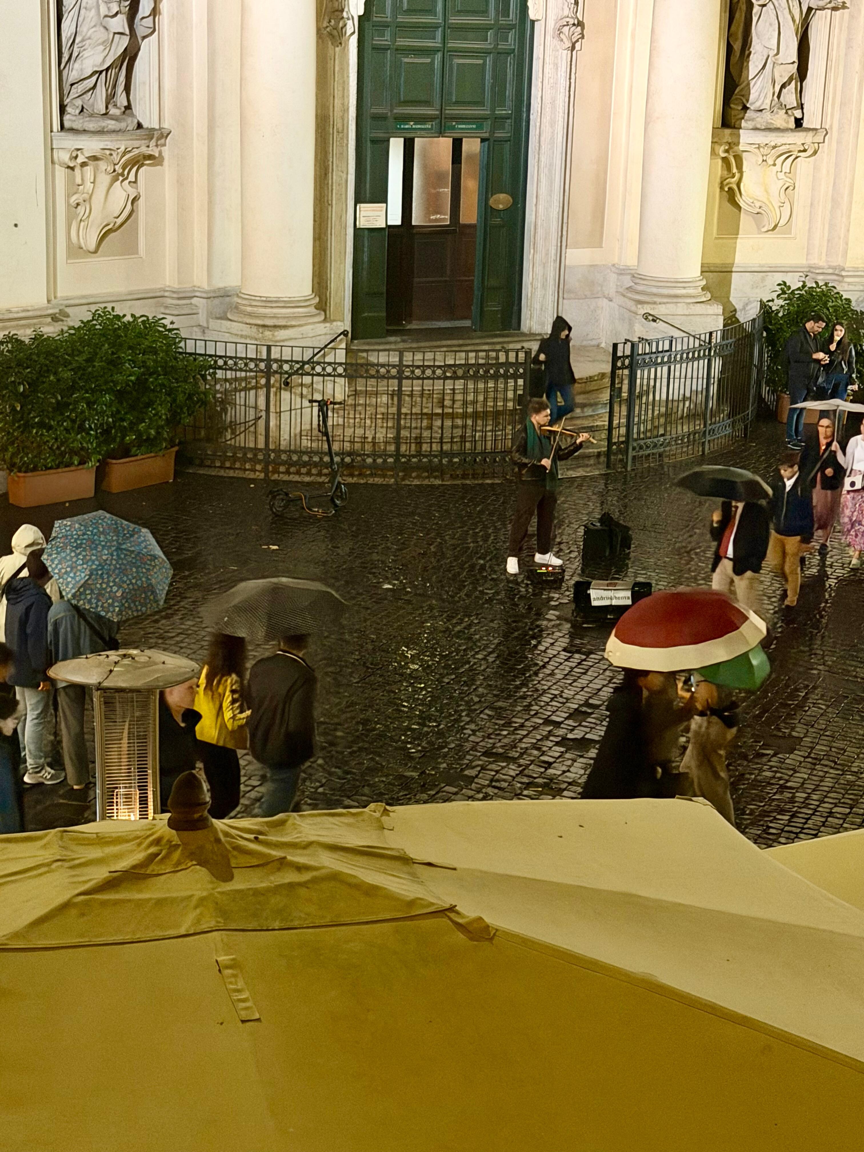 The Violinist outside my window.