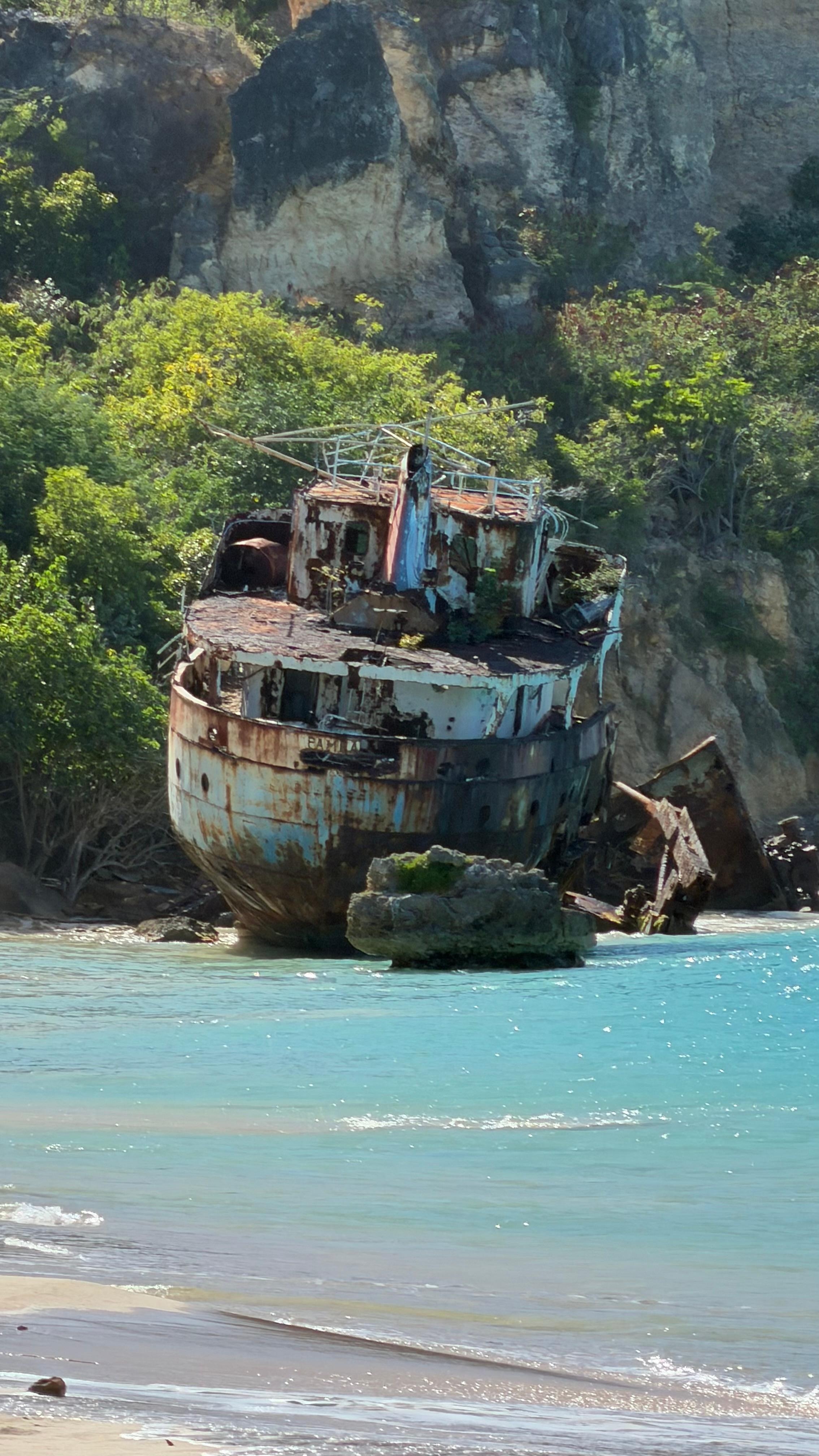 One of two ship wrecks on Sandy Ground Beach.