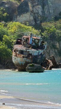 One of two ship wrecks on Sandy Ground Beach.