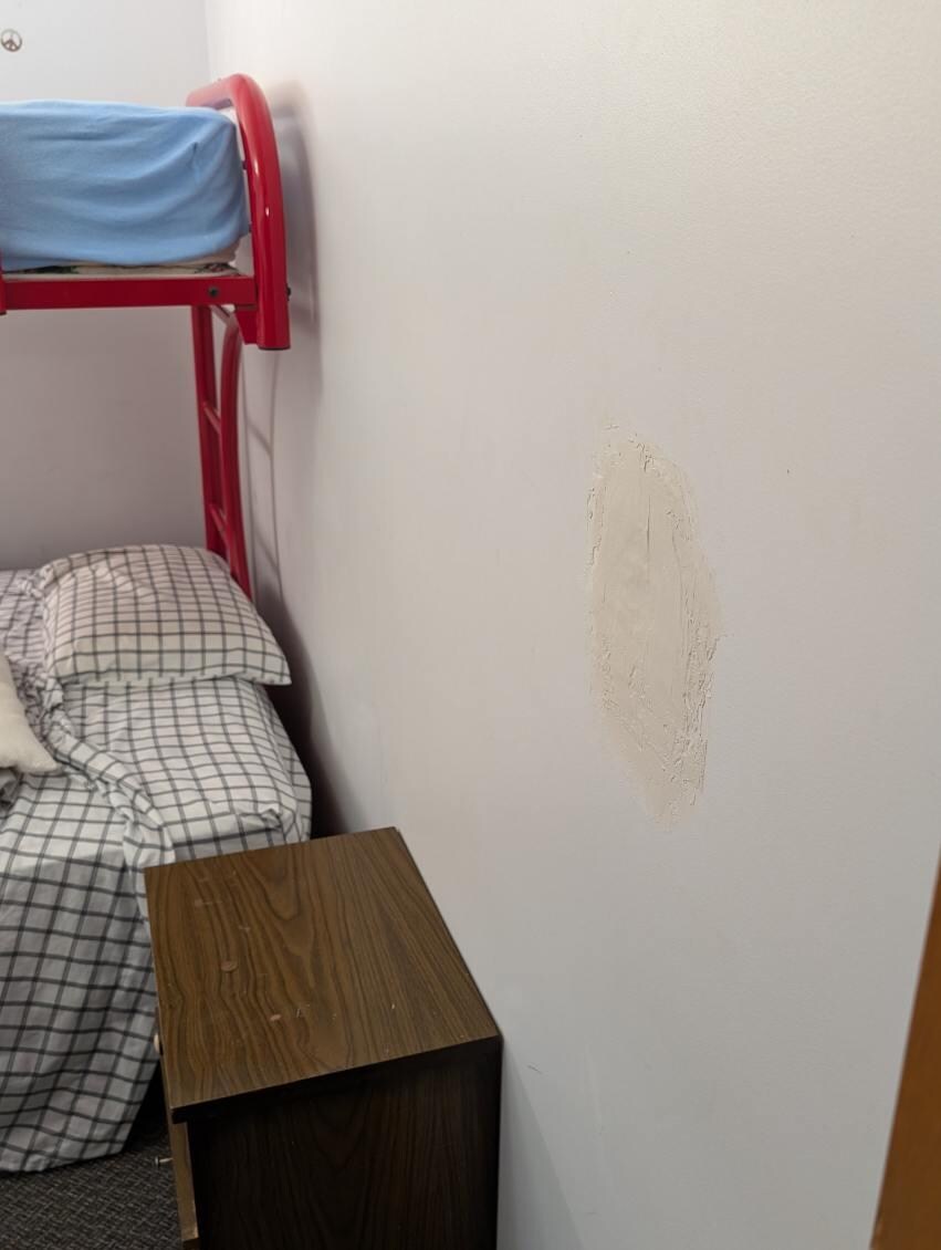 Patchy walls, the bedding in this room smelled sour and acidic like puke