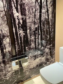 Separate toilet area.