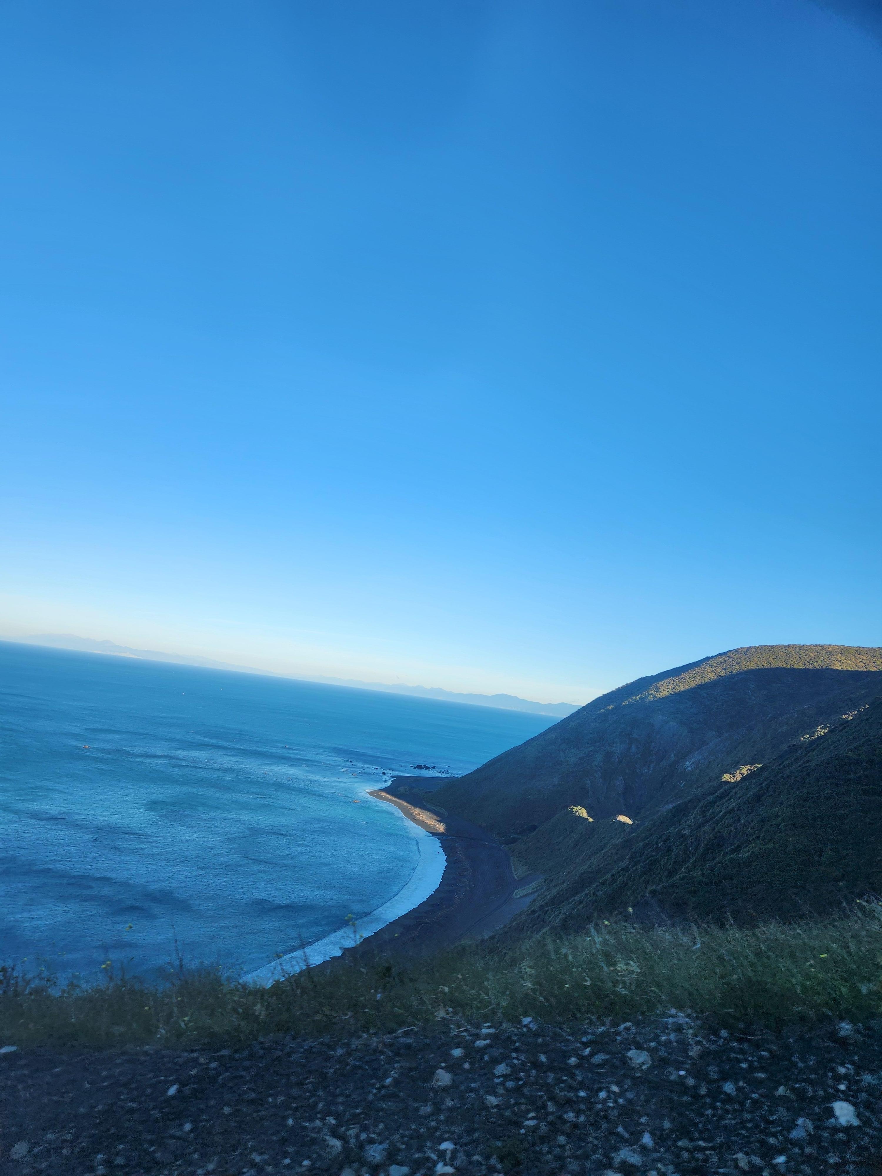 View heading down to bach