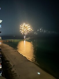 Pier fireworks from balcony