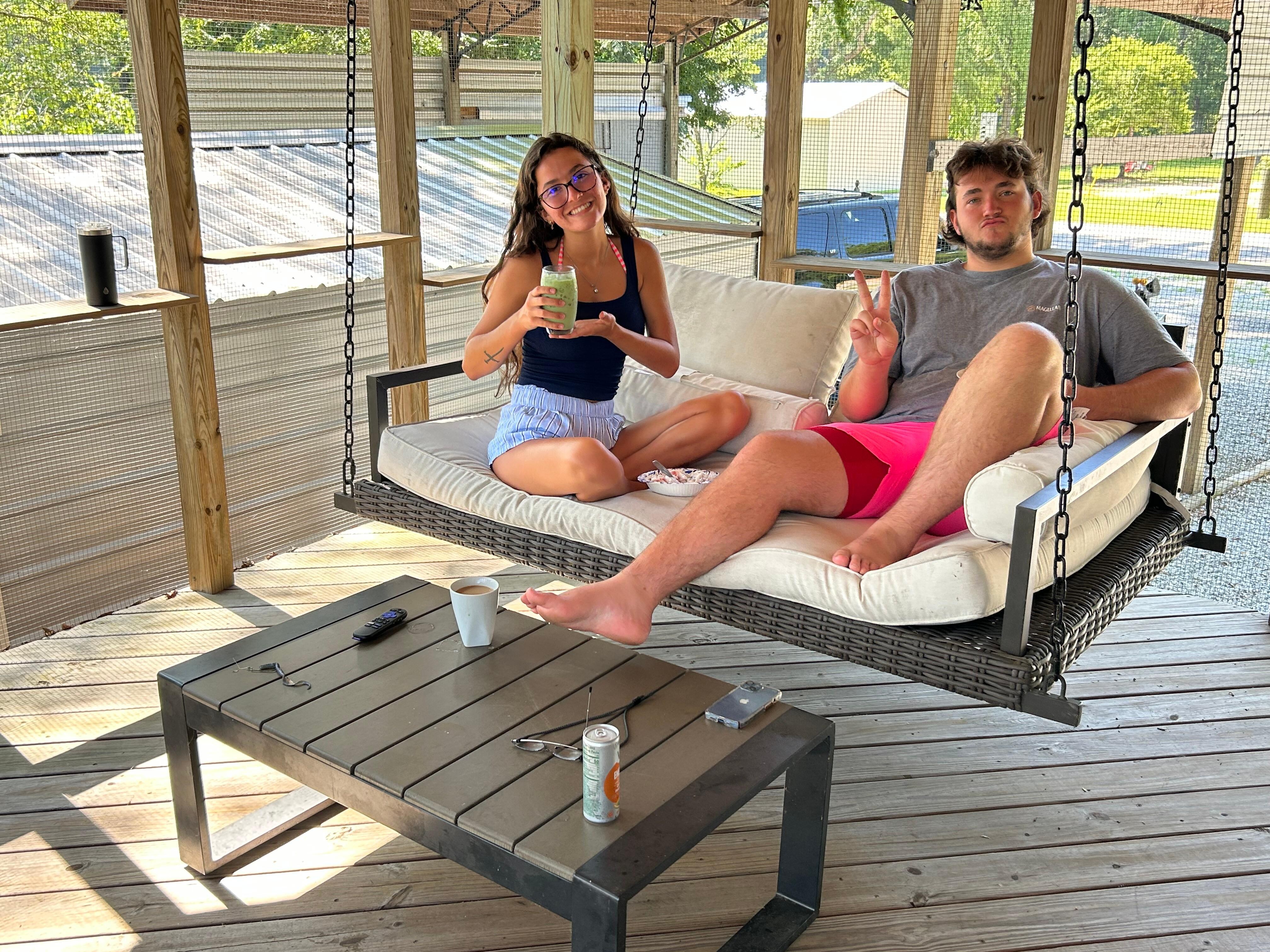 Breakfast on the favorite swing!