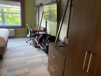 Convenient pegs, dressers and table