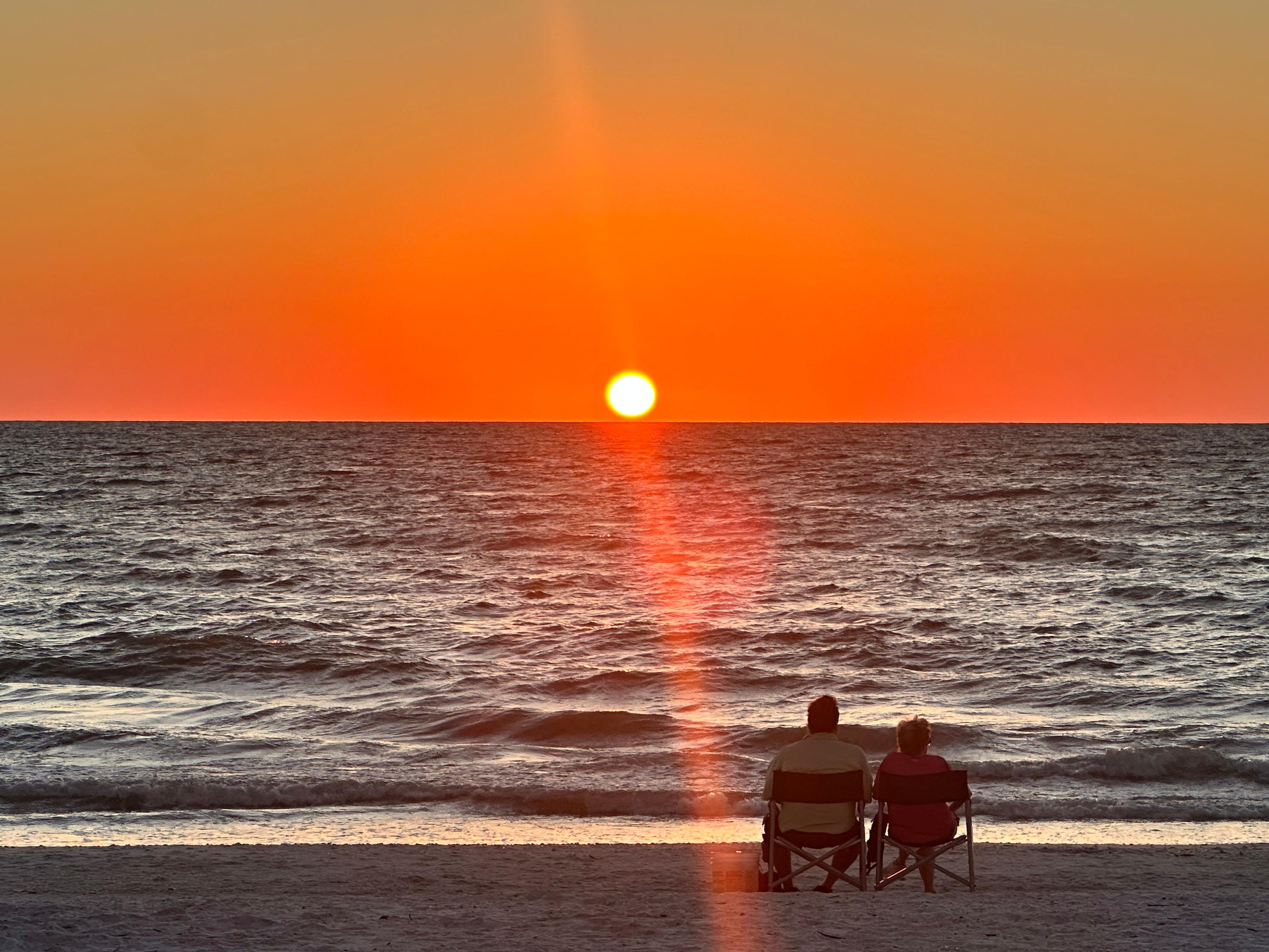 On the beach at sunset 