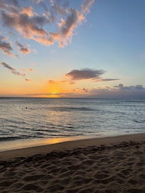 Sunset from beach on property