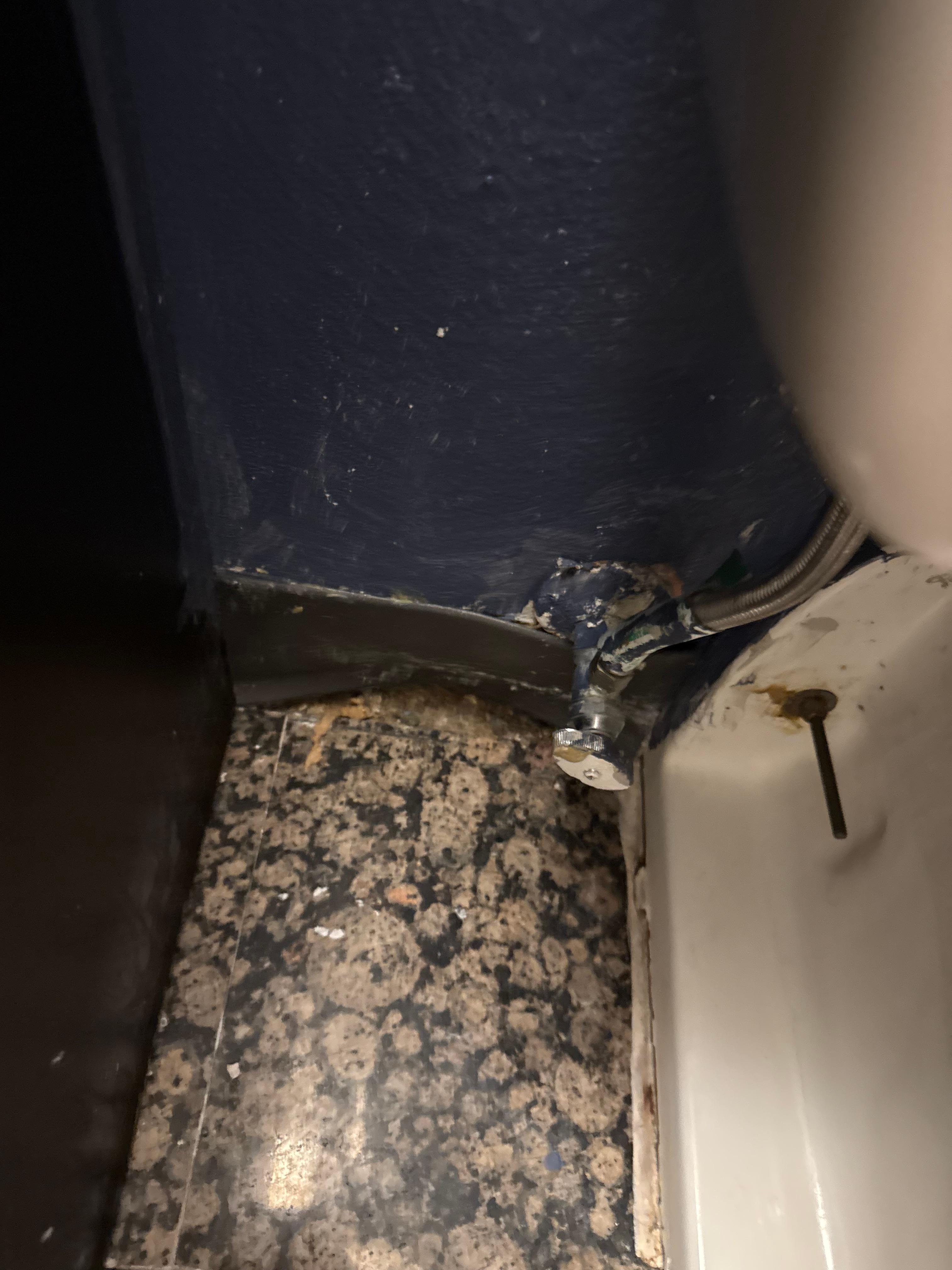 Hole behind toilet