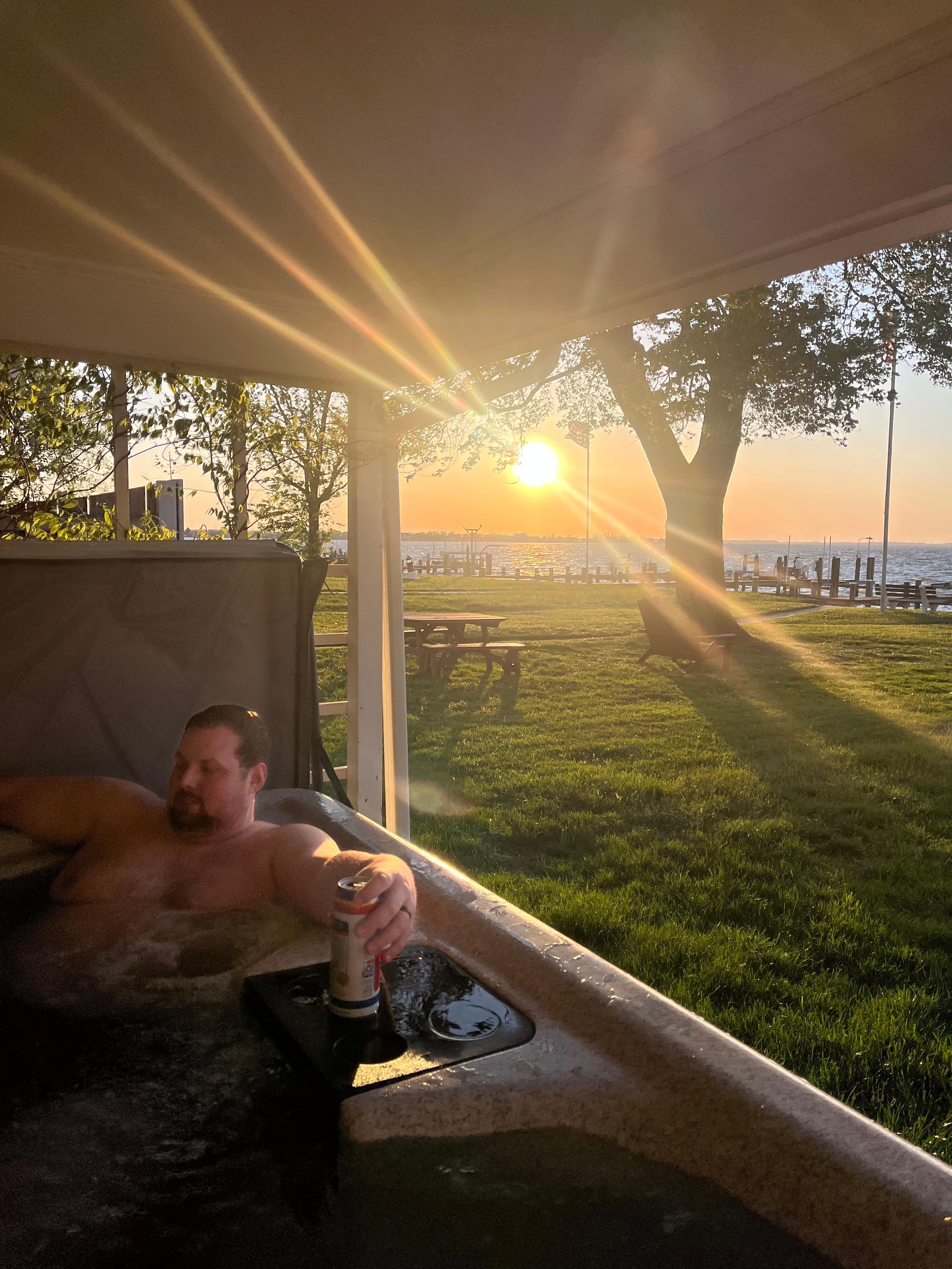 Beautiful sunset view from hot tub