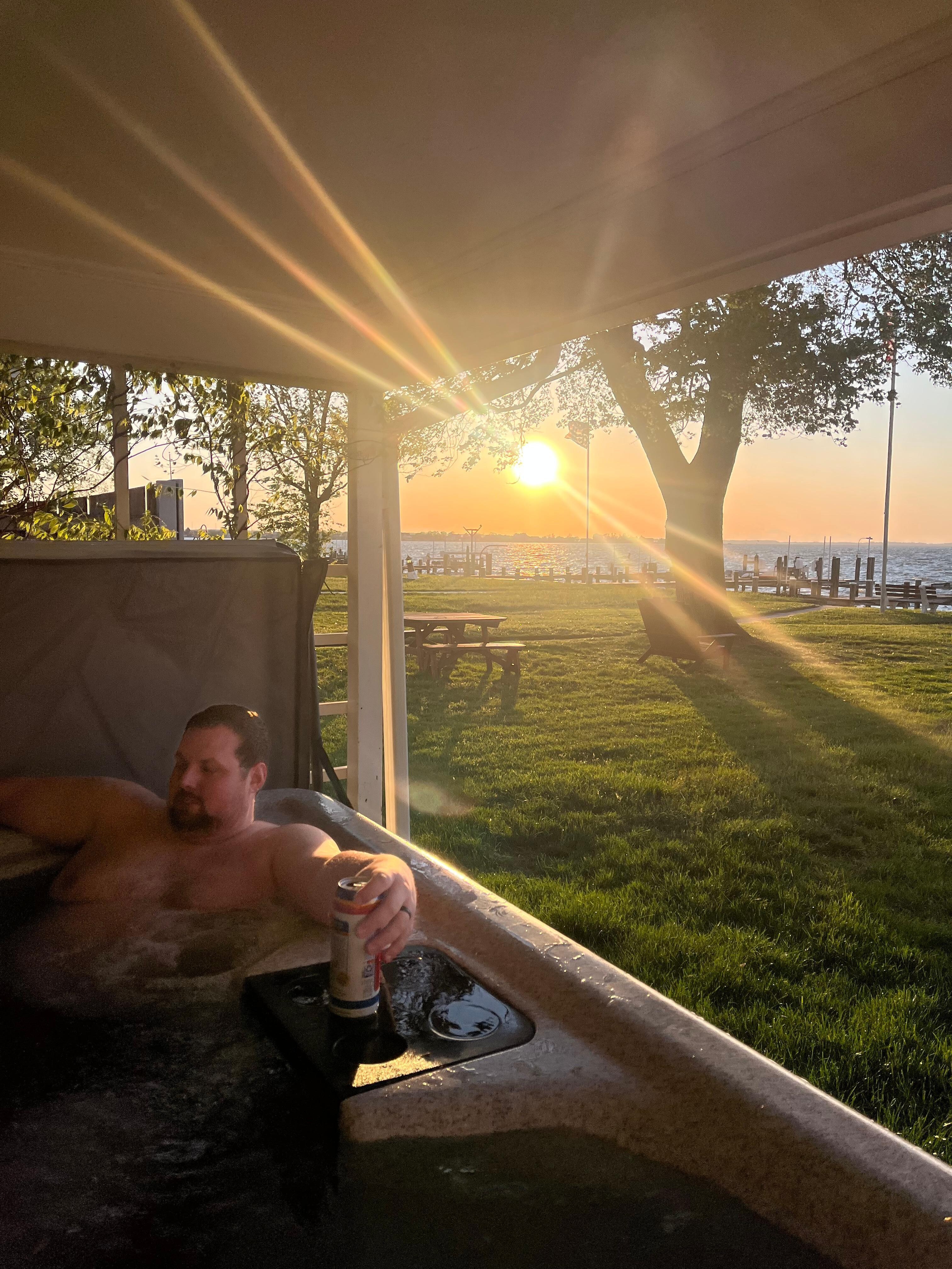 Beautiful sunset view from hot tub