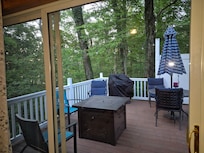 Quiet, private deck and nice view.