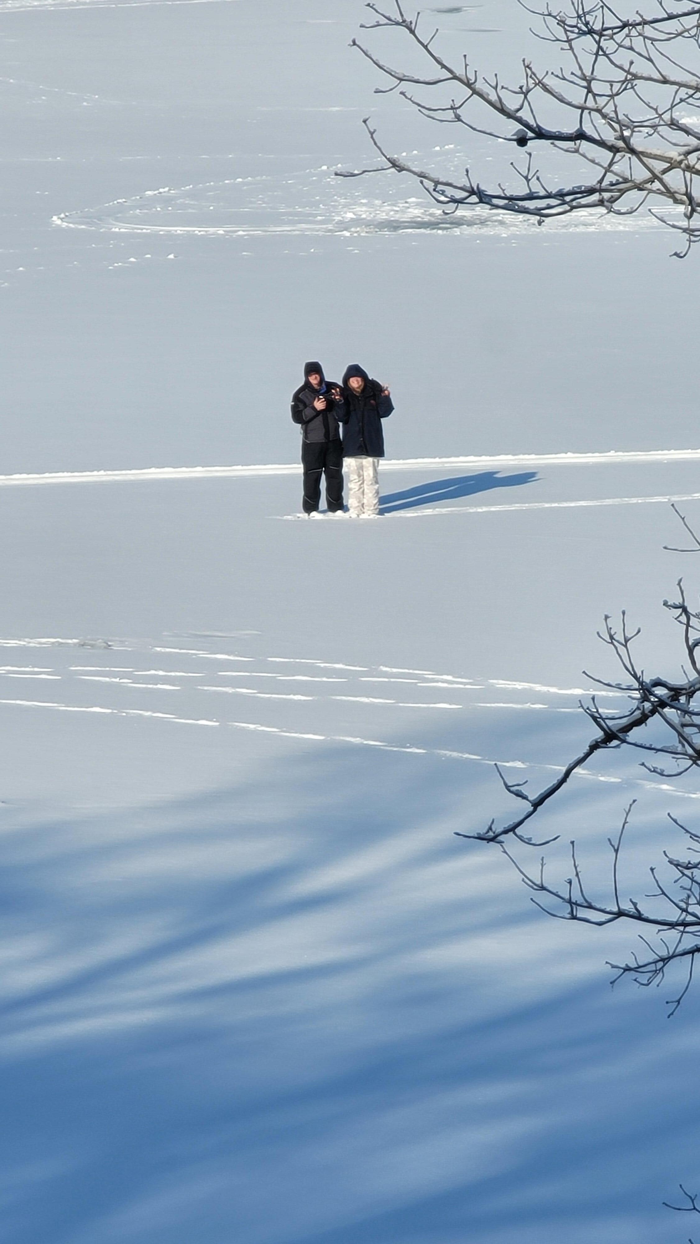 We were on the iced over lake.