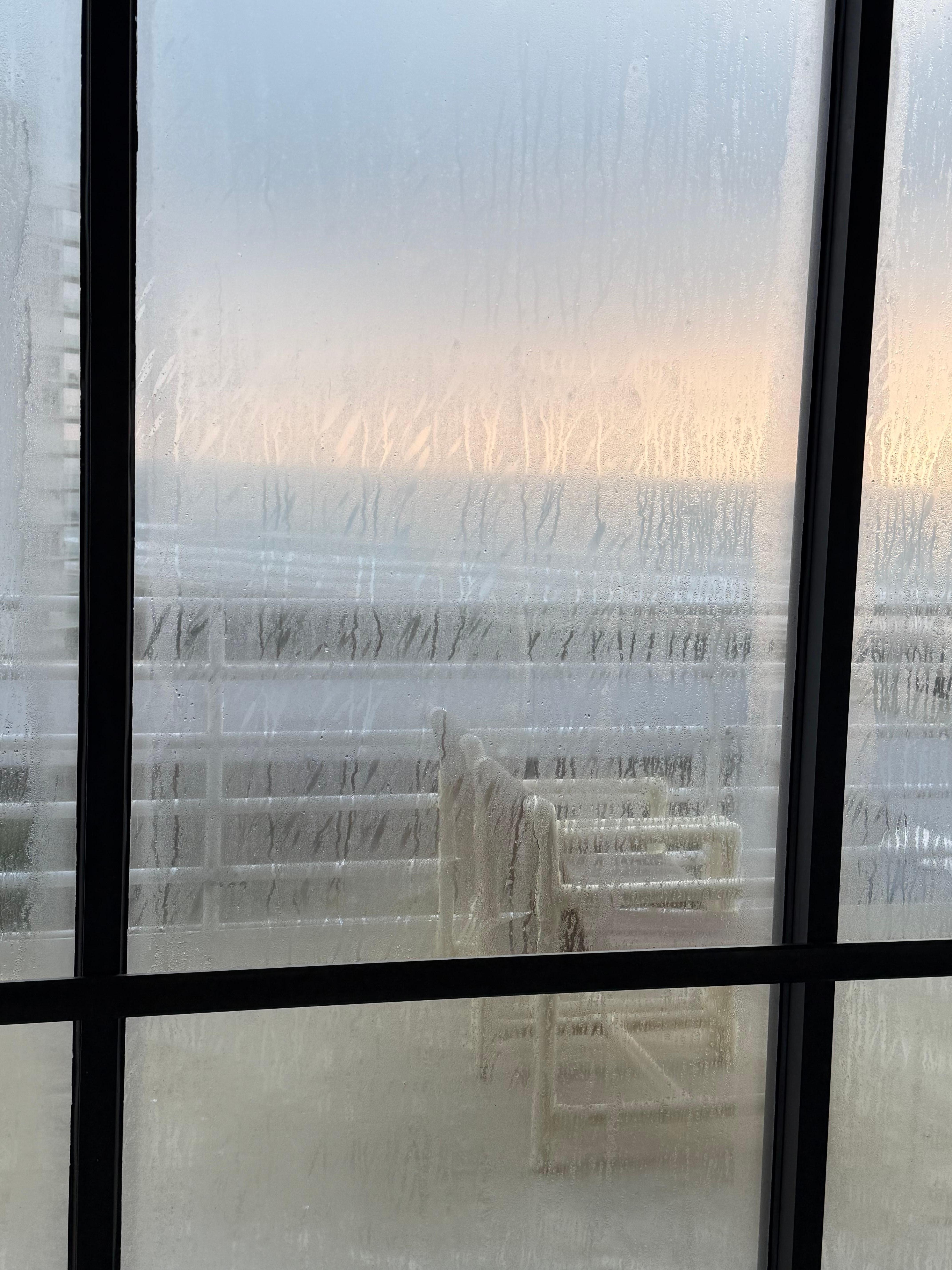 view on a sunny day due to dirty windows