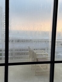 view on a sunny day due to dirty windows