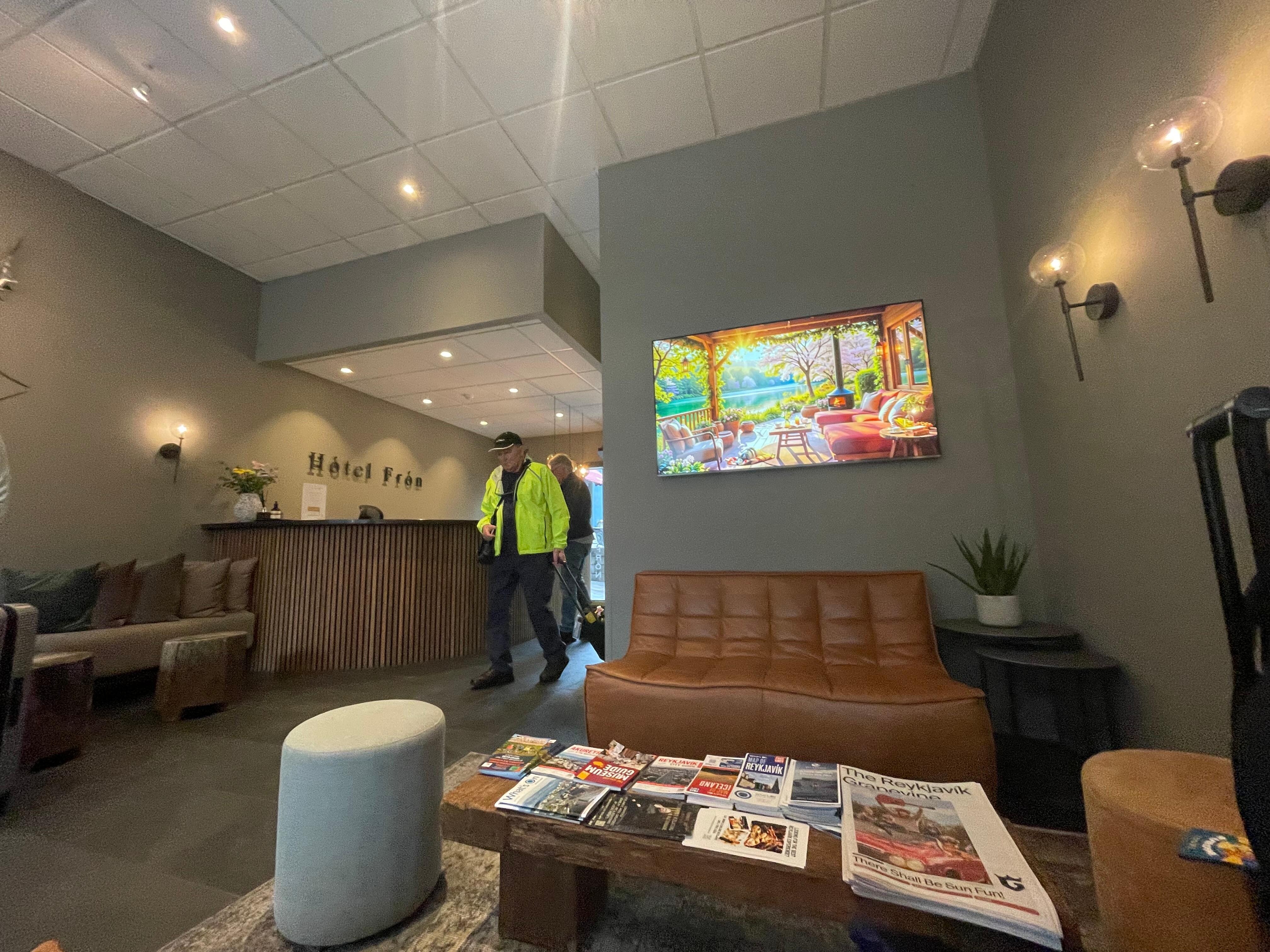 Nice reception area with ample seating and soothing music 
