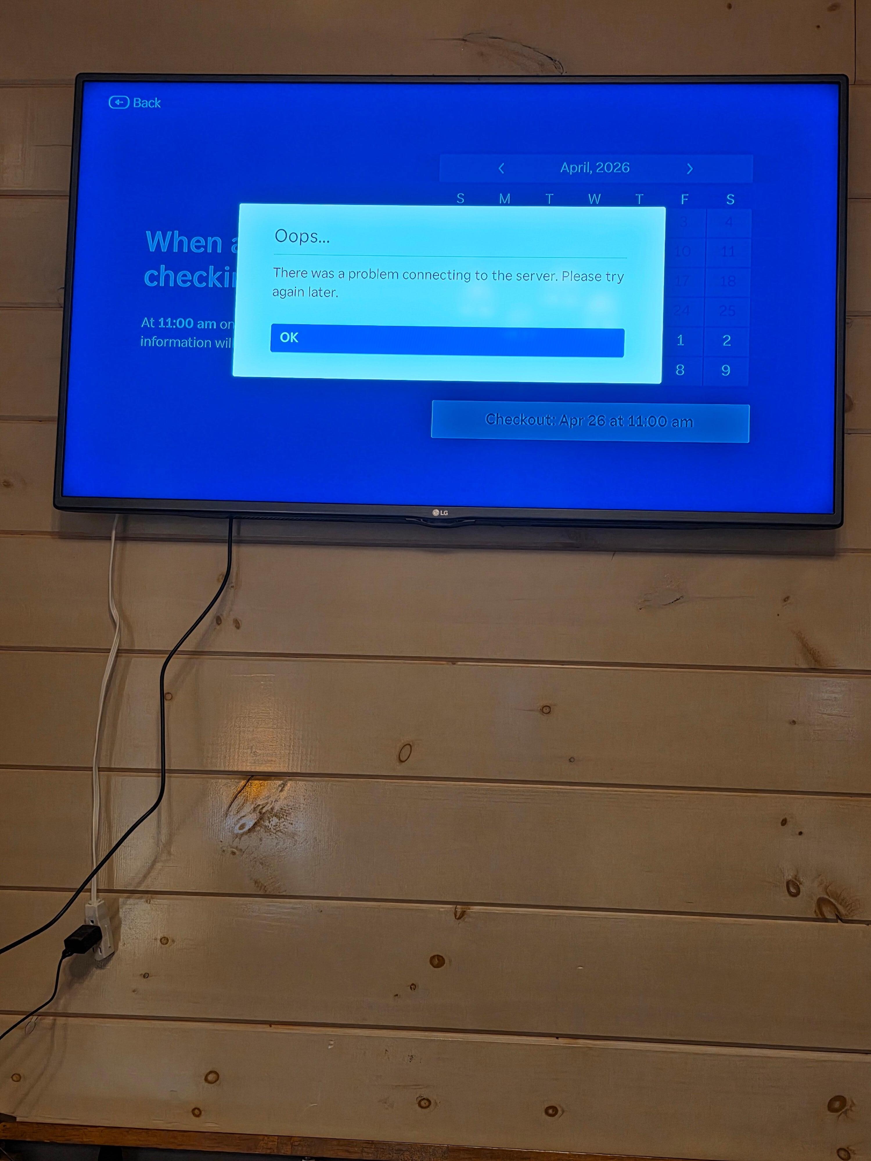 This is what was showing up on the TVs in several of the rooms.