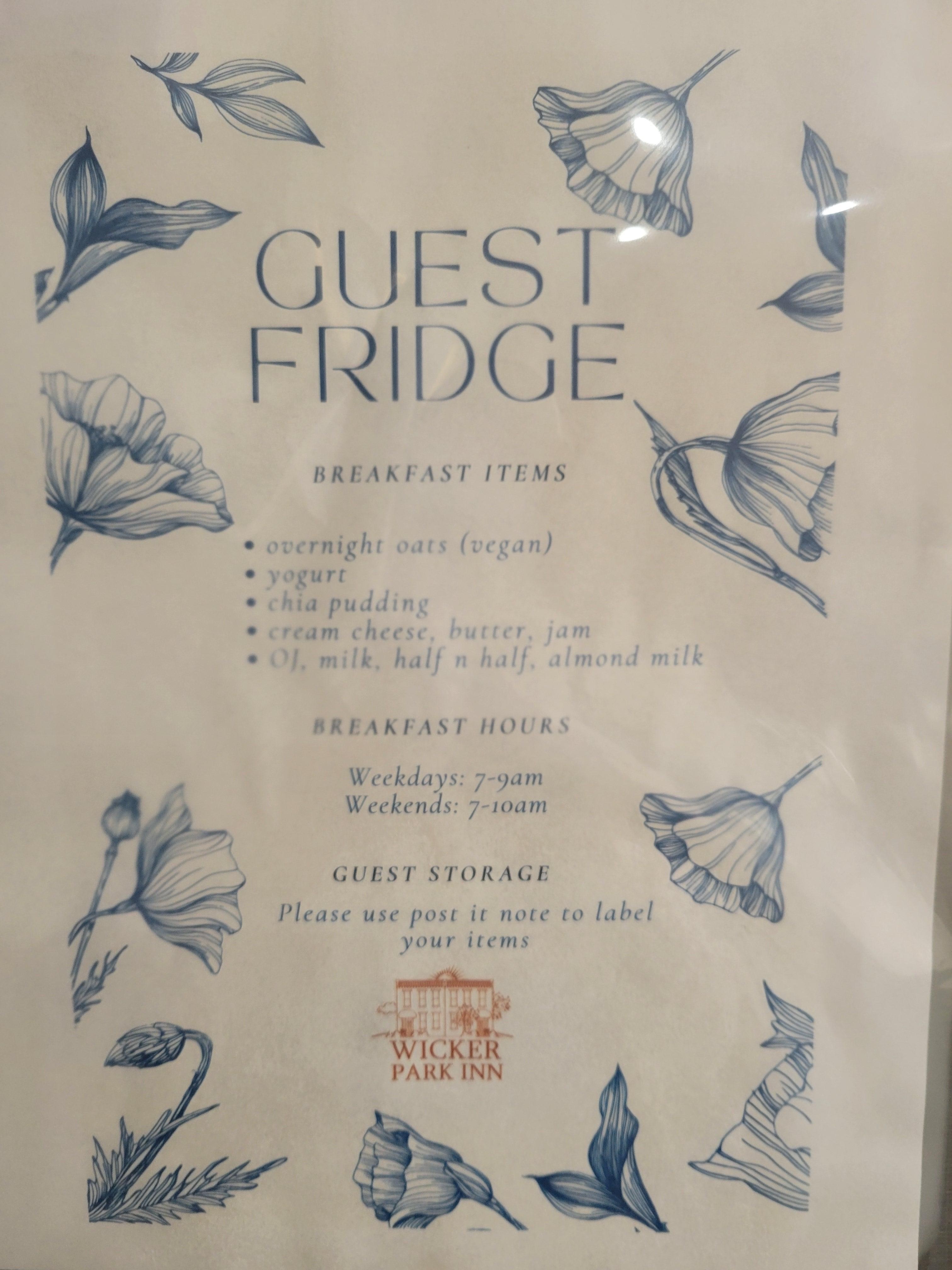 Fridge amenities 