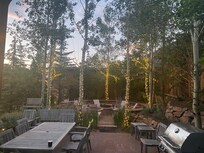 Outdoor dining and fire pit area