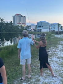 Fishing in backyard!