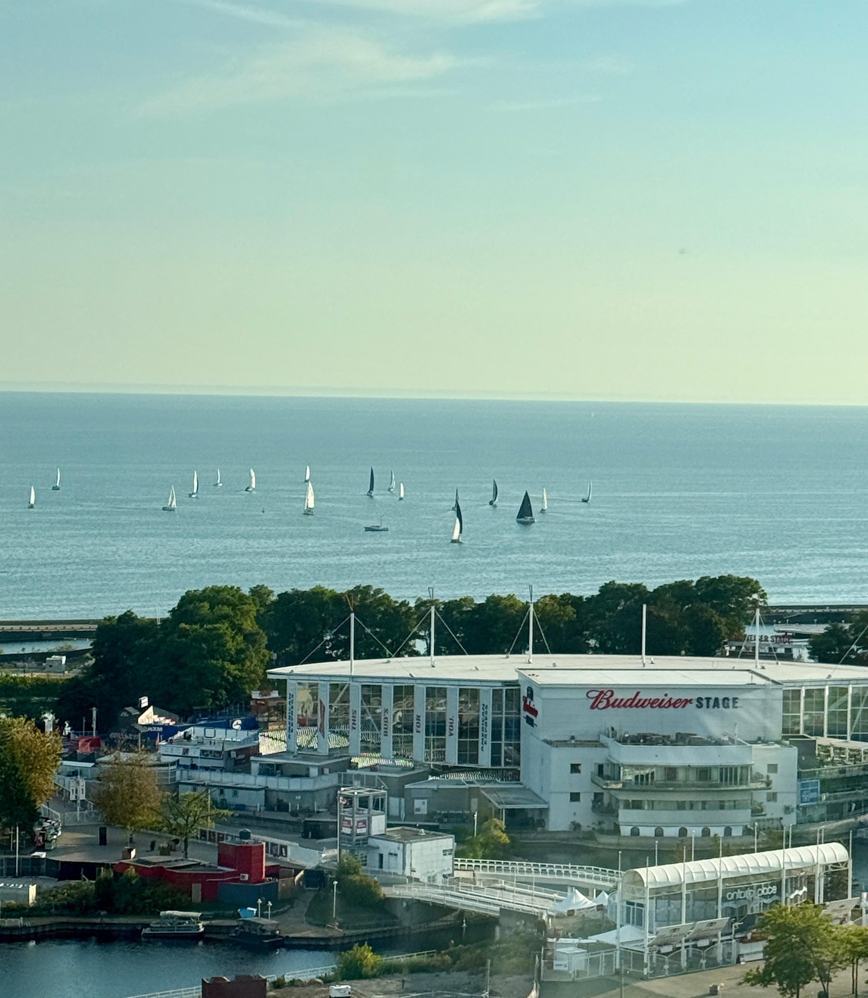 View to the west, Budweiser Stage and Lake Ontario
