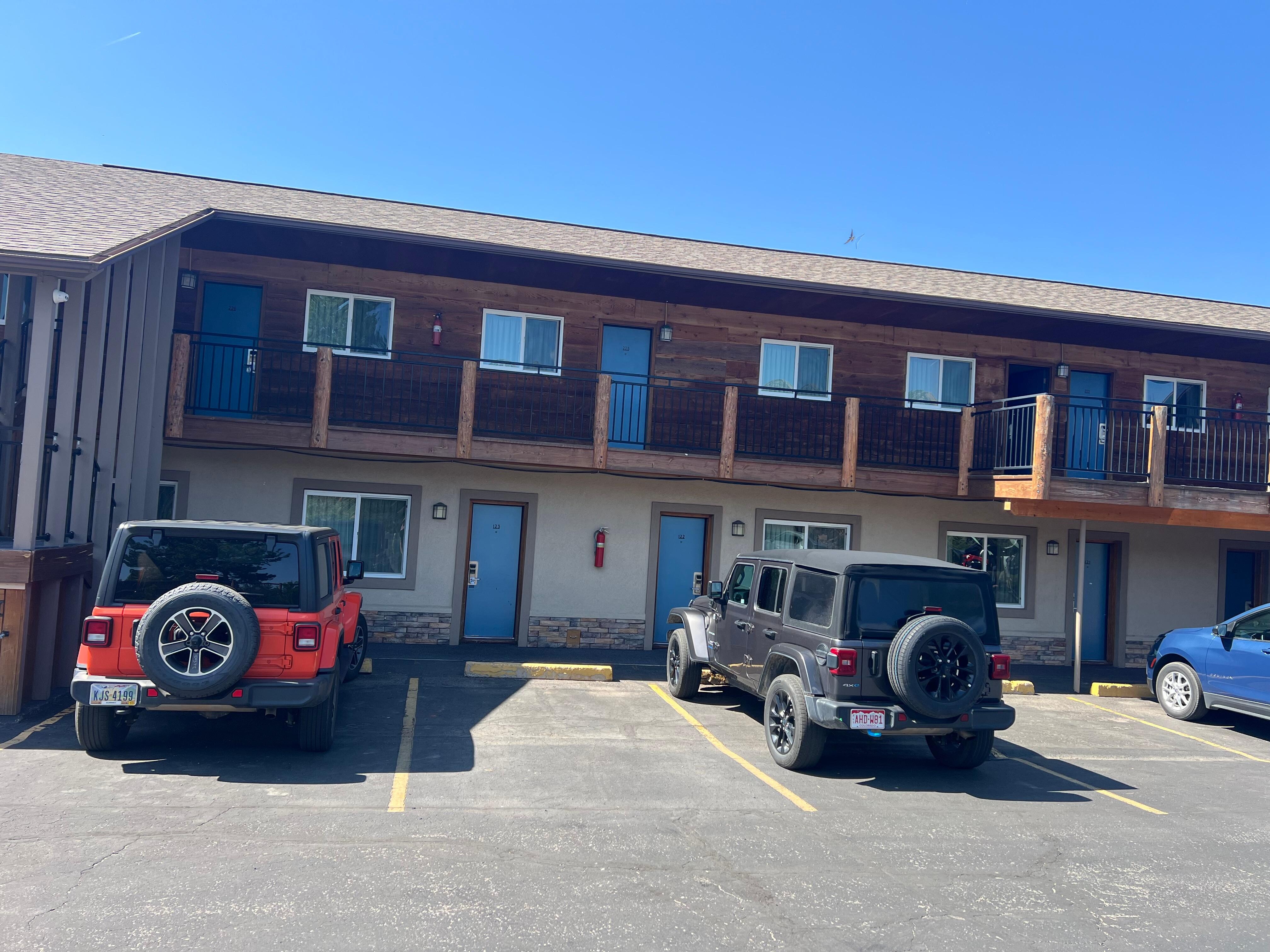 Convenient parking at the room door. 