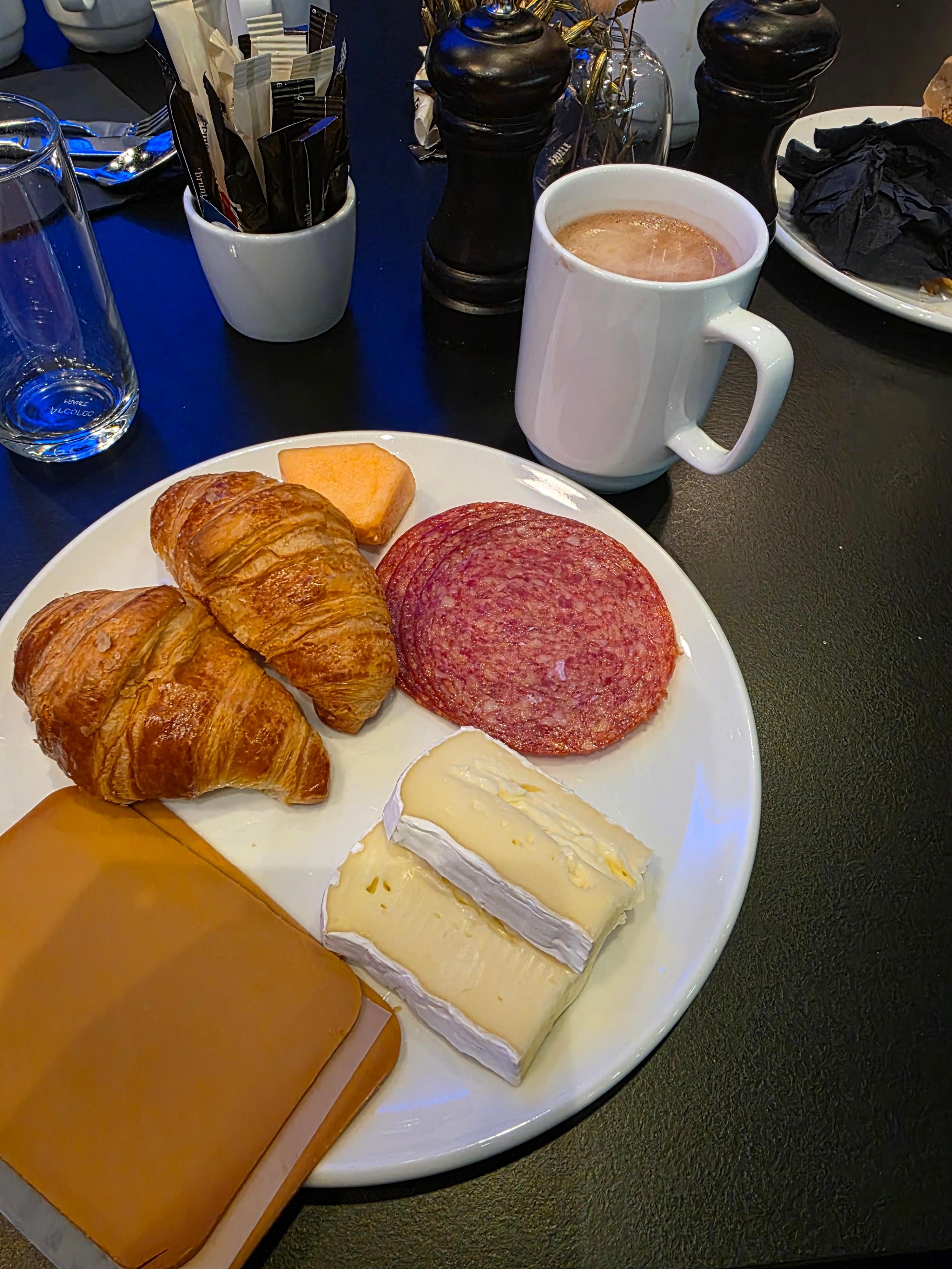 Breakfast pastry, meats and cheeses 