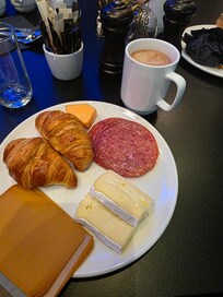 Breakfast pastry, meats and cheeses