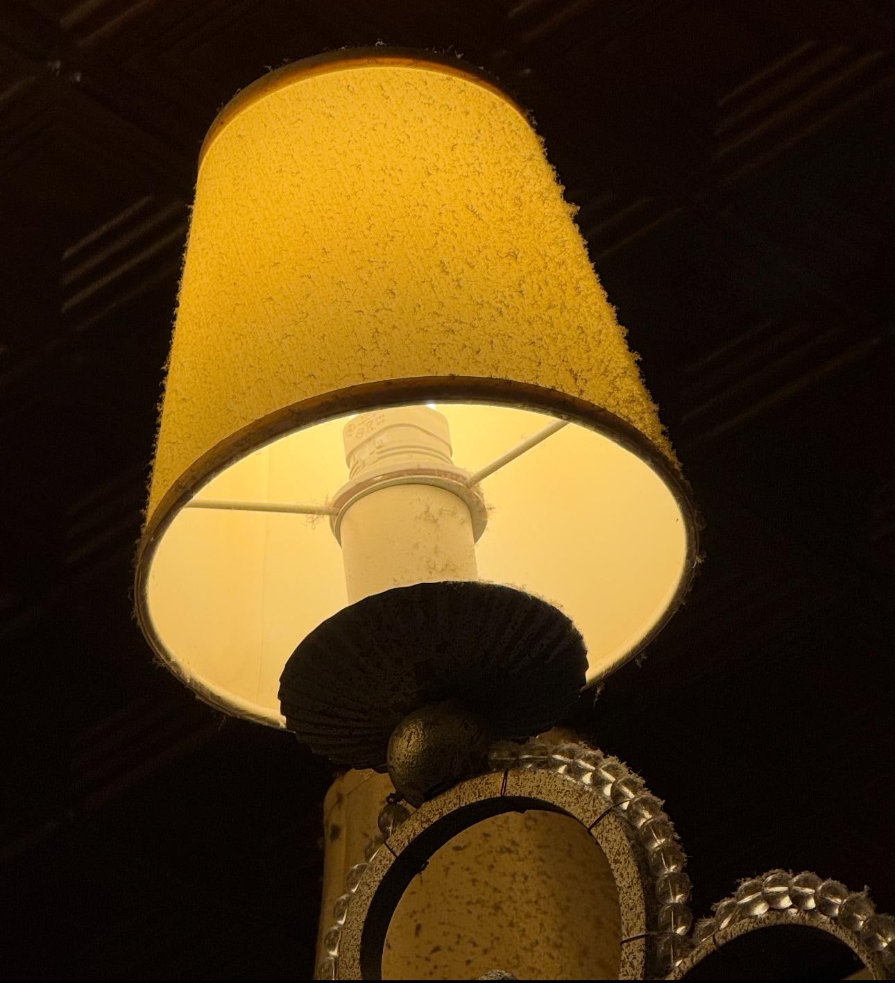 Filthy lampshades in Pete’s restaurant 